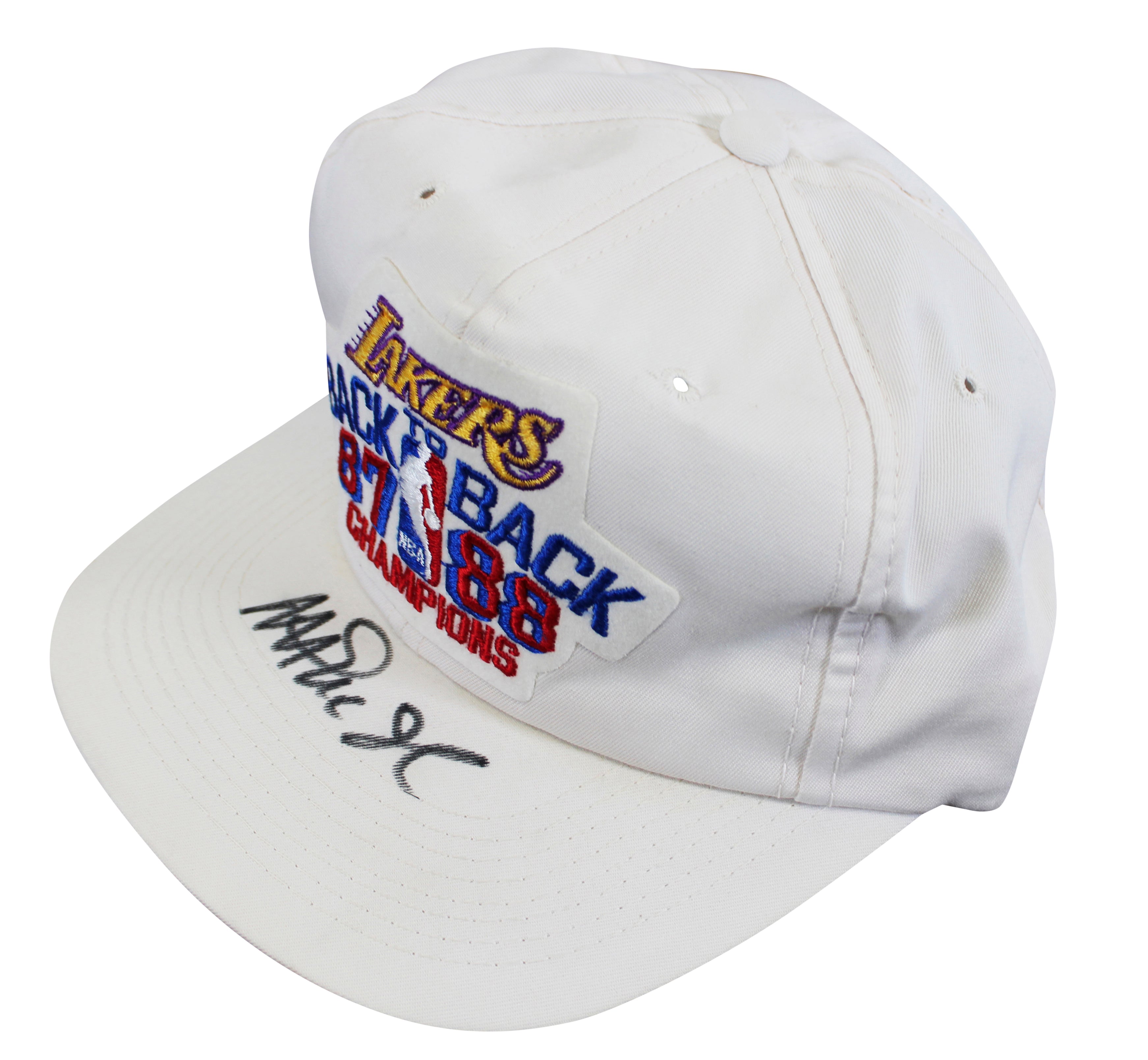 Lakers Magic Johnson Signed 1987-1988 NBA Champions Hat BAS Witnessed #W426874