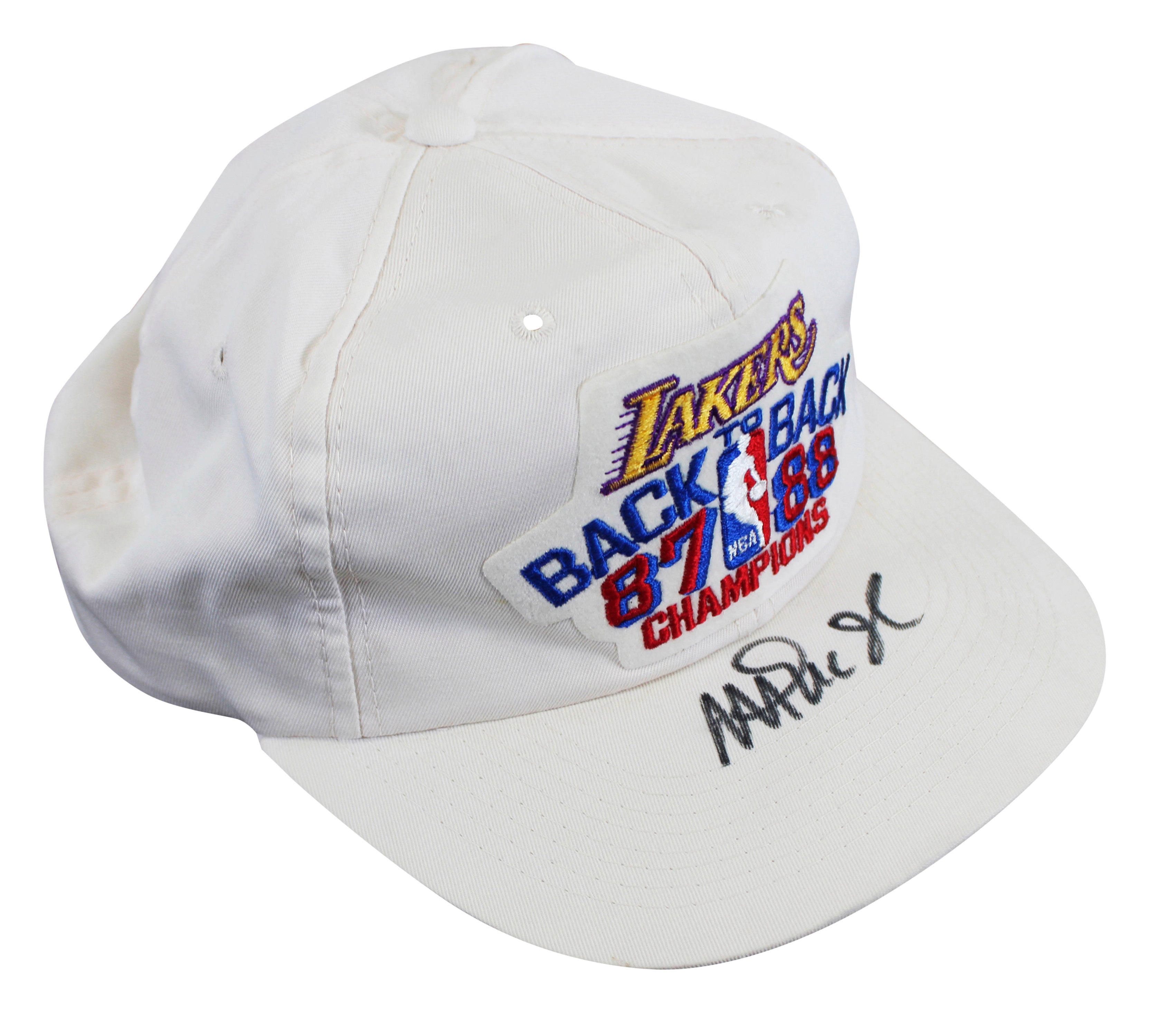 Lakers Magic Johnson Signed 1987-1988 NBA Champions Hat BAS Witnessed #W426874