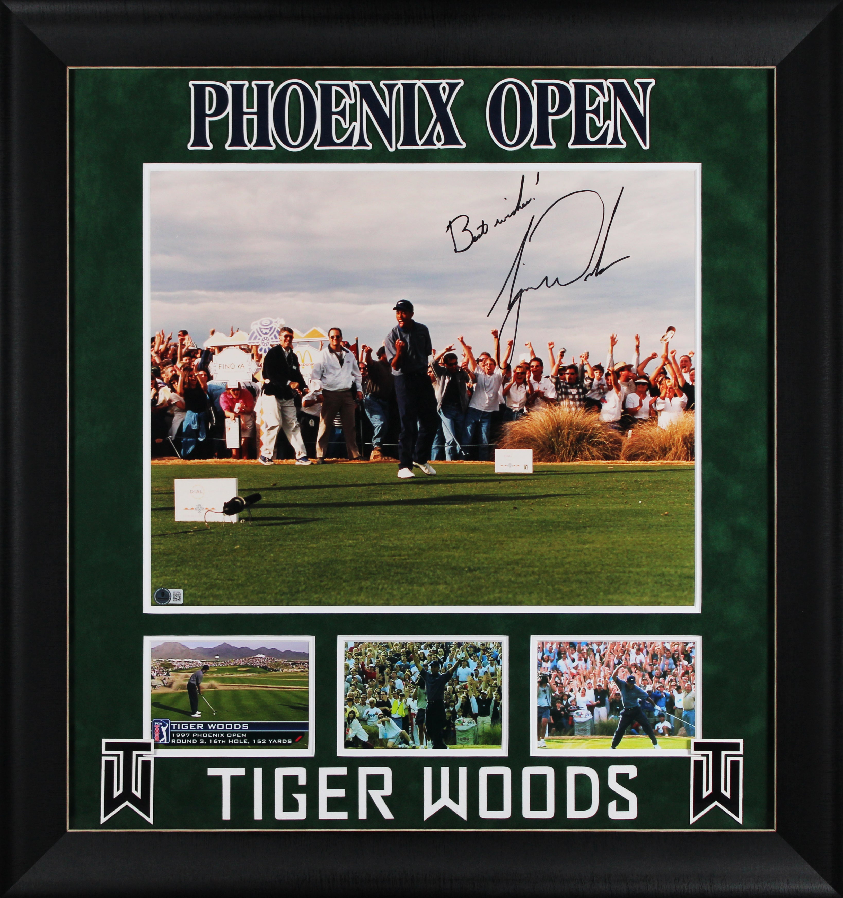 Tiger Woods "Best Wishes!" Signed 16x20 Phoenix Open Framed Photo BAS #AE13324
