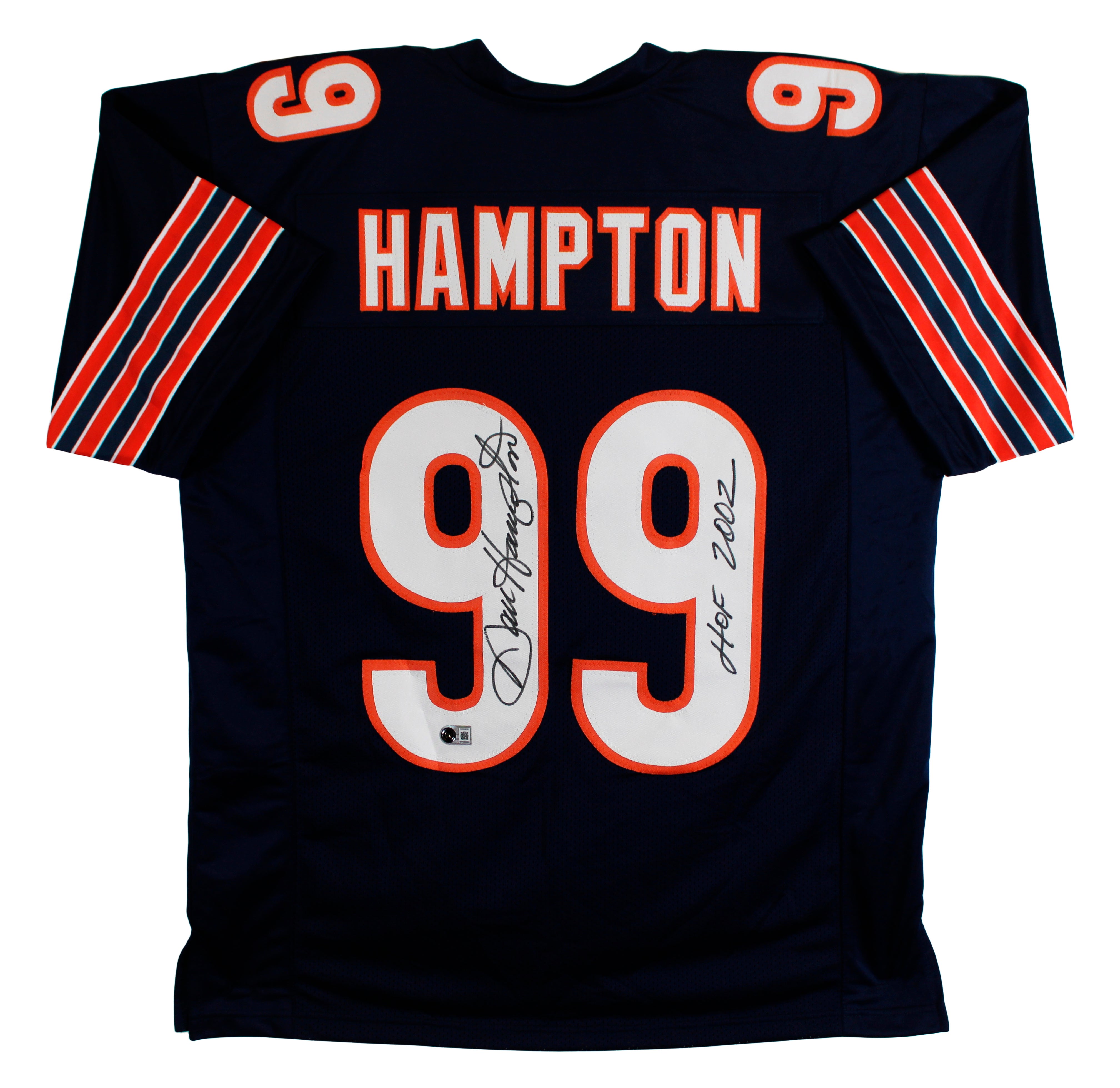 Dan Hampton "HOF 02" Authentic Signed Navy Blue Pro Style Jersey BAS Witnessed