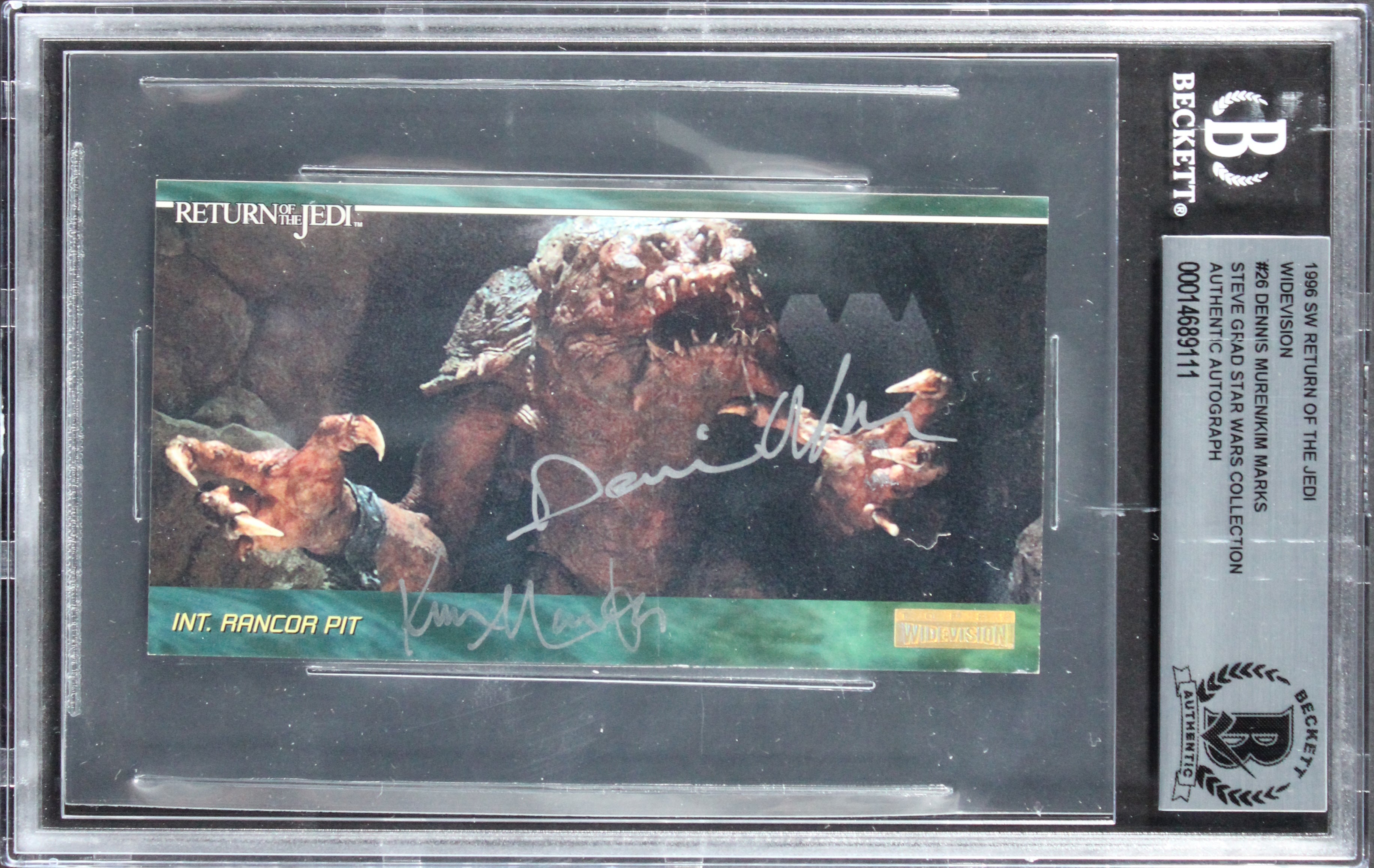 (2) Muren & Marks Signed 1996 Star Wars ROTJ Widevision #26 Card BAS Slabbed