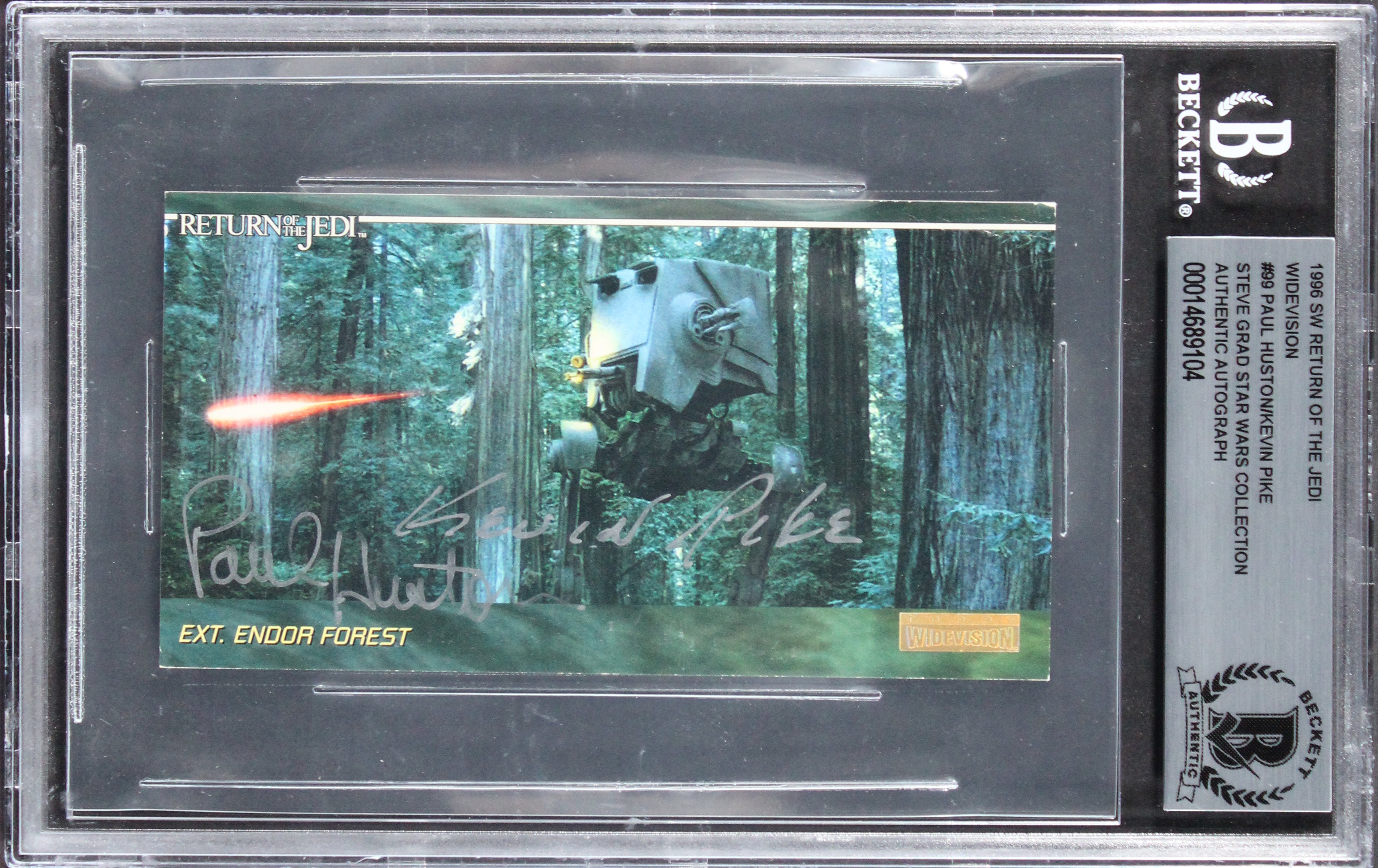 (2) Huston & Pike Signed 1996 Star Wars ROTJ Widevision #99 Card BAS Slabbed