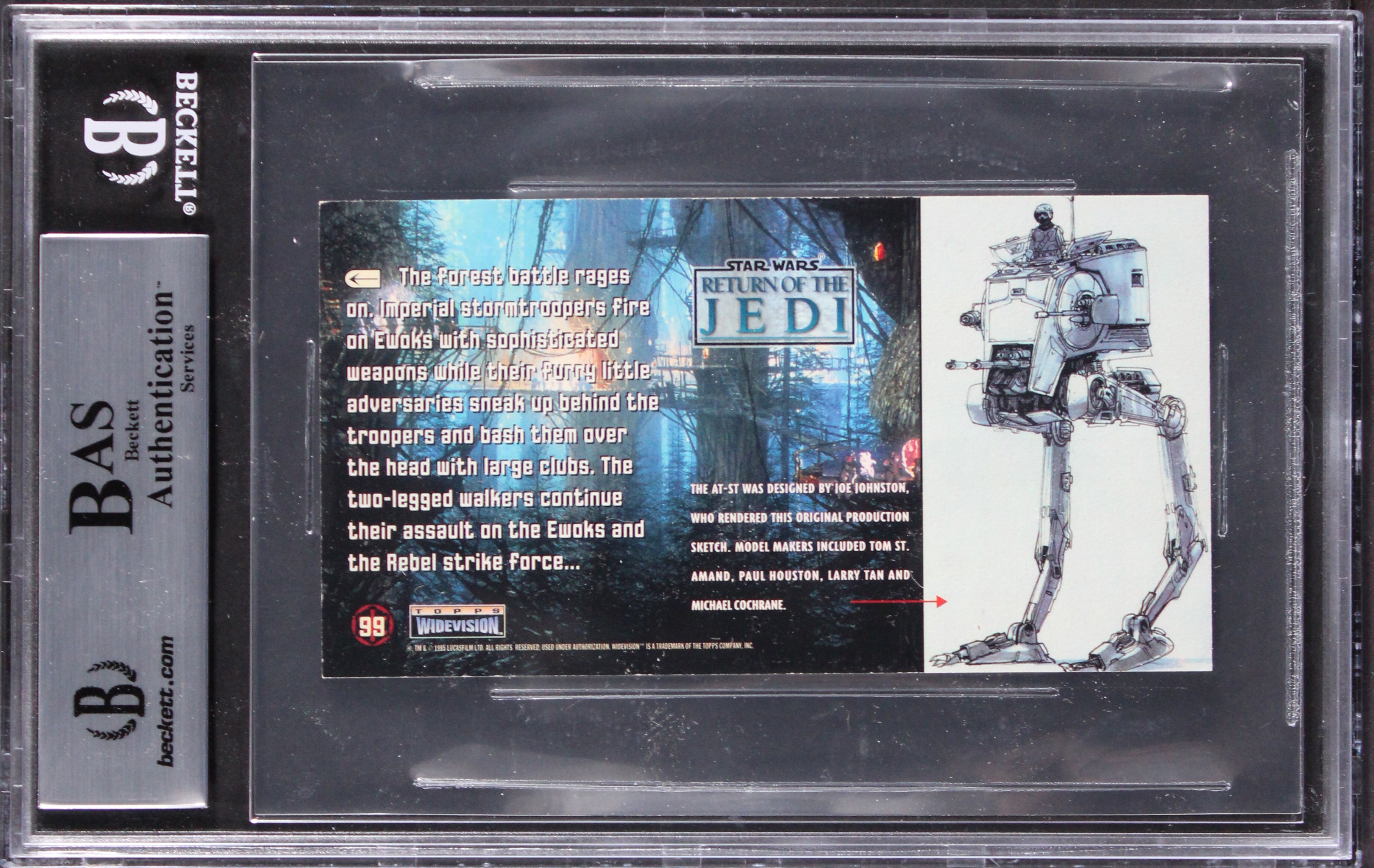 (2) Huston & Pike Signed 1996 Star Wars ROTJ Widevision #99 Card BAS Slabbed