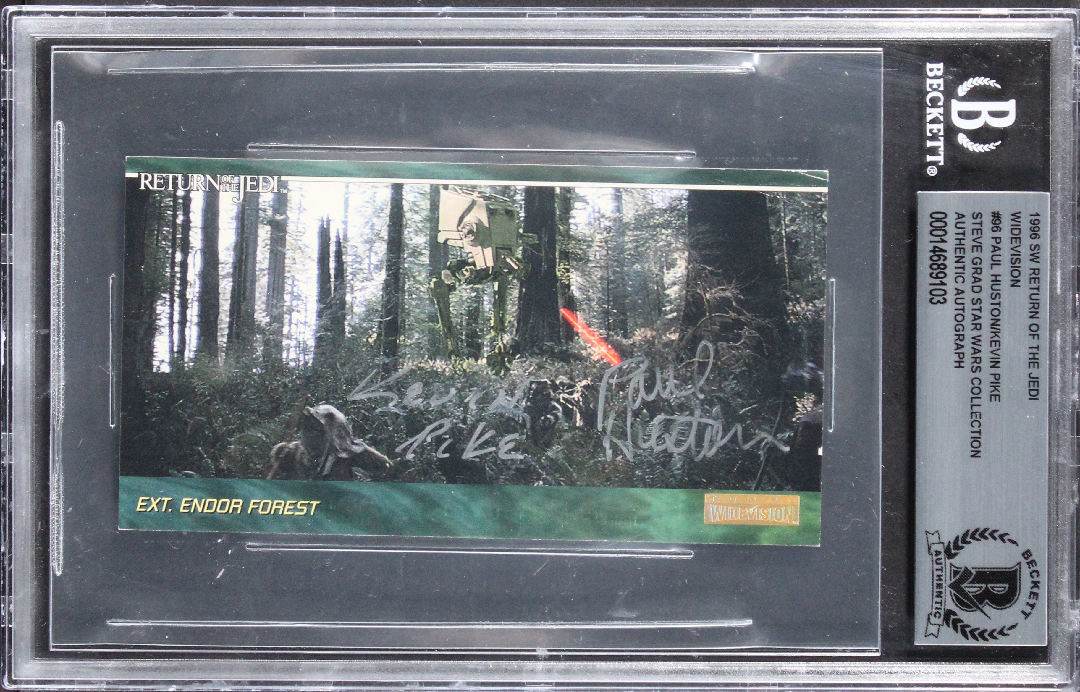 (2) Huston & Pike Signed 1996 Star Wars ROTJ Widevision #99 Card BAS Slabbed