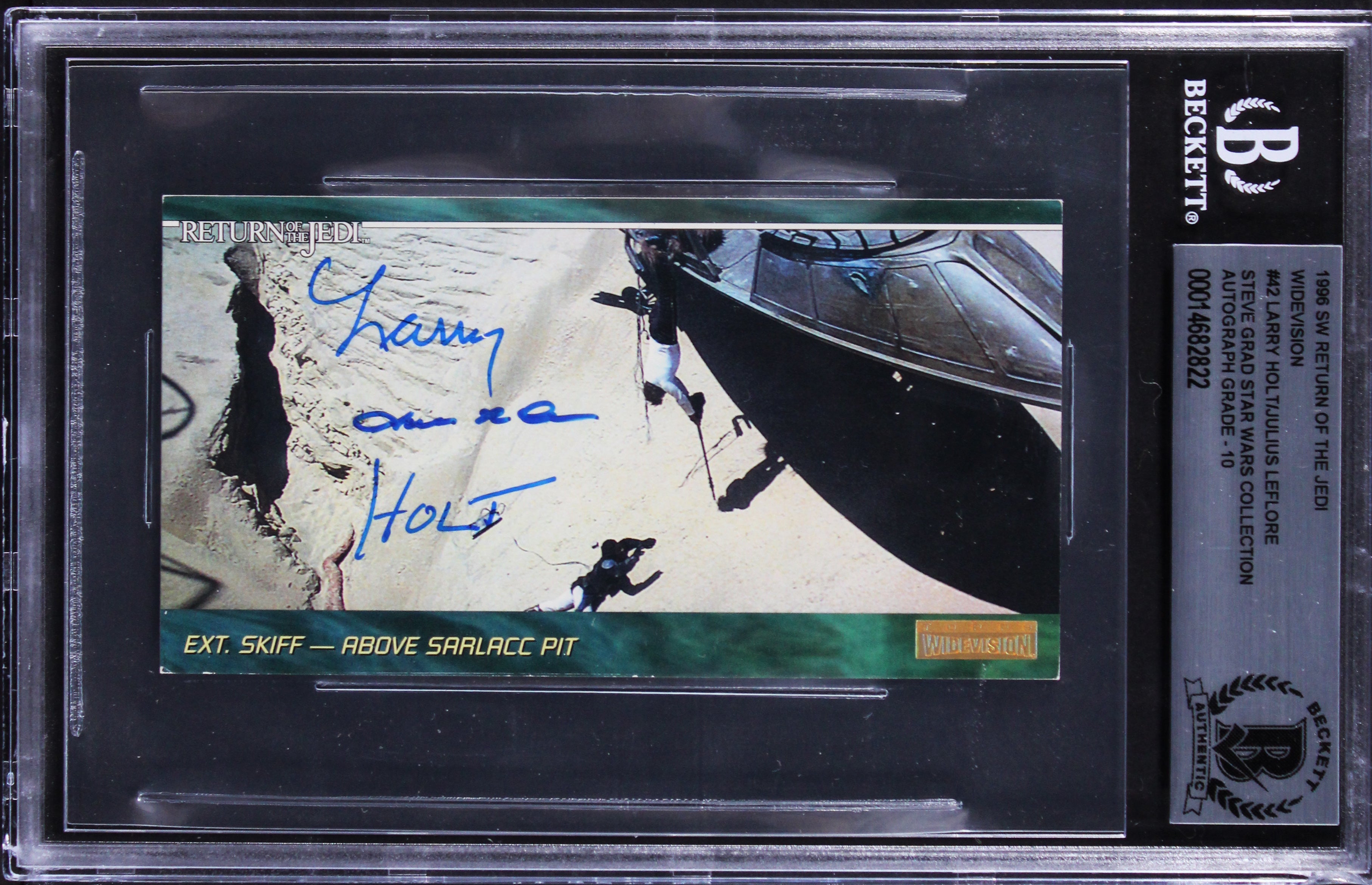 (2) Holt +1 Signed 1996 Star Wars ROTJ Widevision #42 Card Auto 10! BAS Slabbed