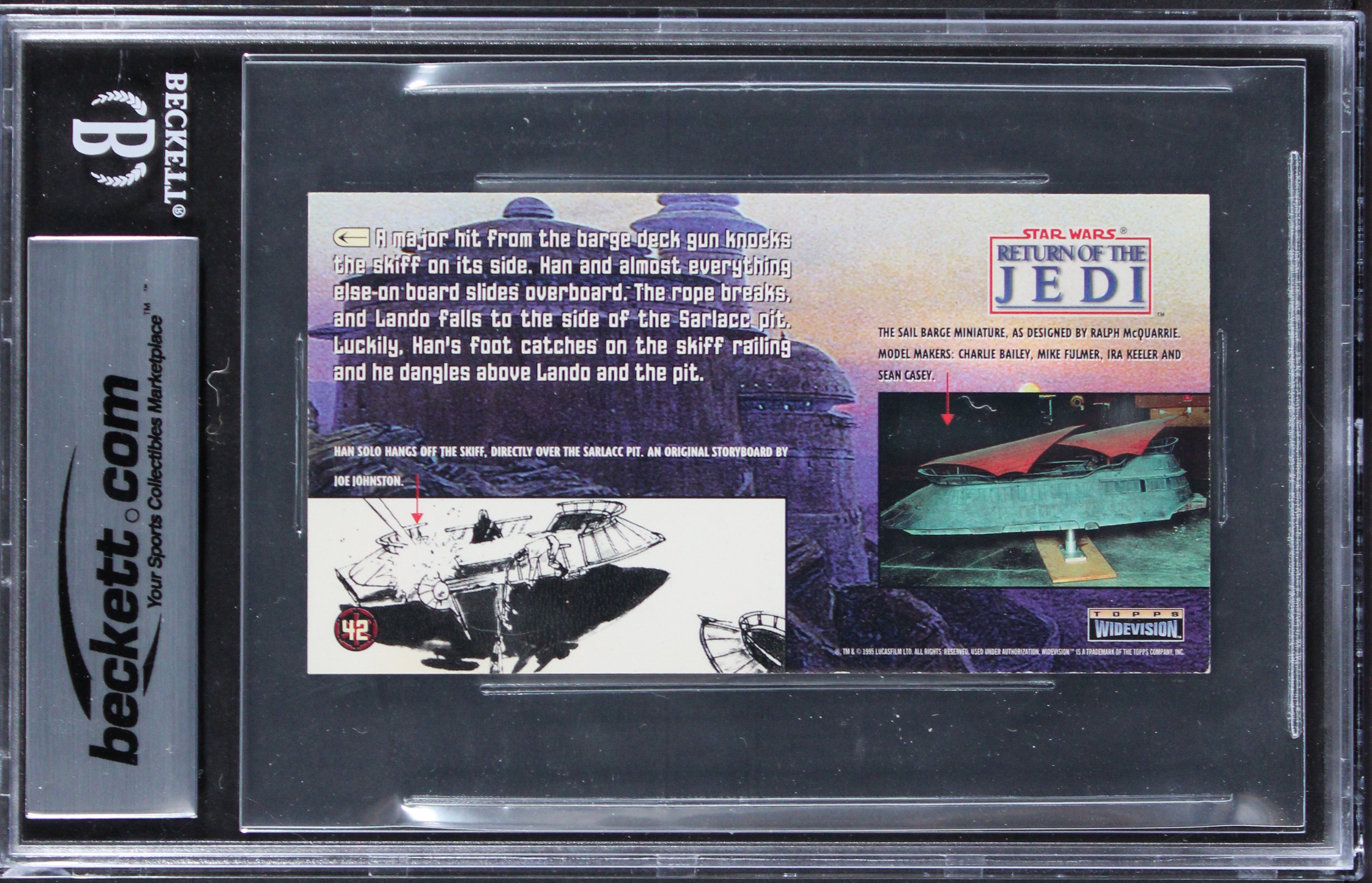 (2) Holt +1 Signed 1996 Star Wars ROTJ Widevision #42 Card Auto 10! BAS Slabbed