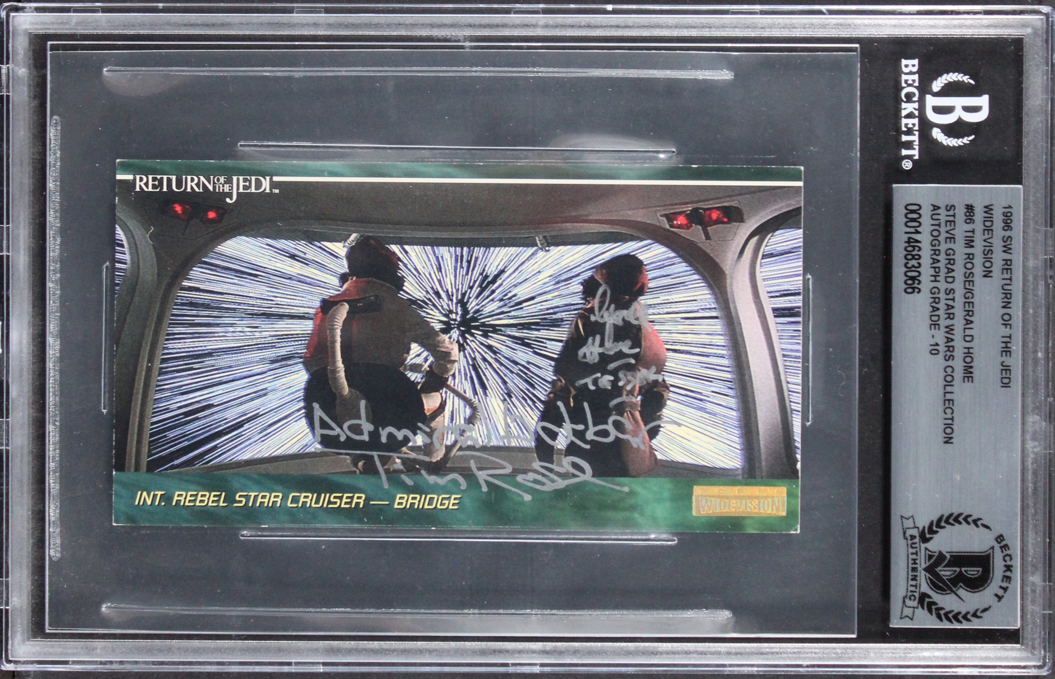 (2) Rose & Home Signed 1996 Star Wars ROTJ #86 Card Auto Graded 10! BAS Slabbed