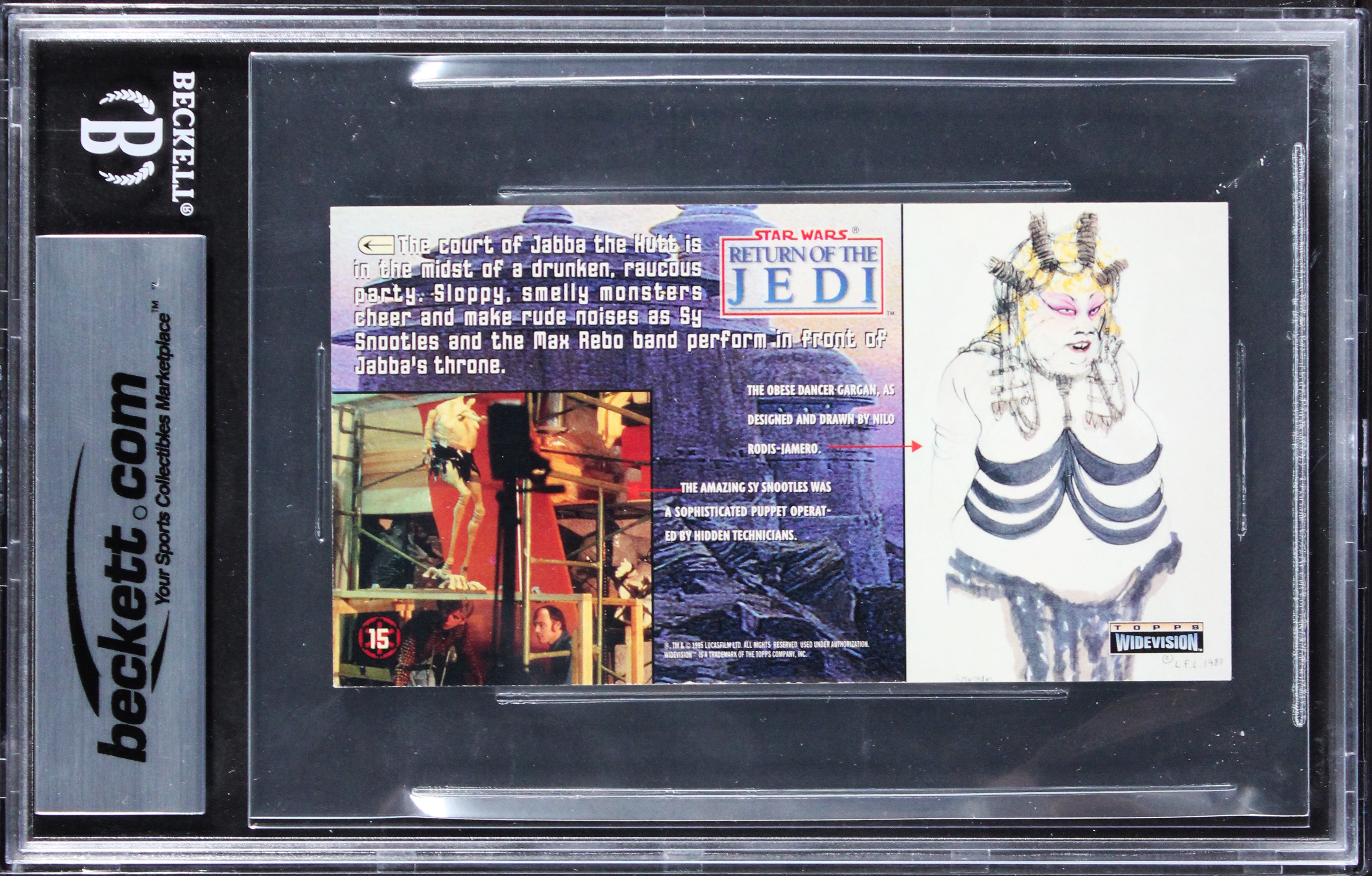 (2) Carter & Williamson Signed 1996 Star Wars ROTJ #15 Card Auto 10! BAS Slabbed