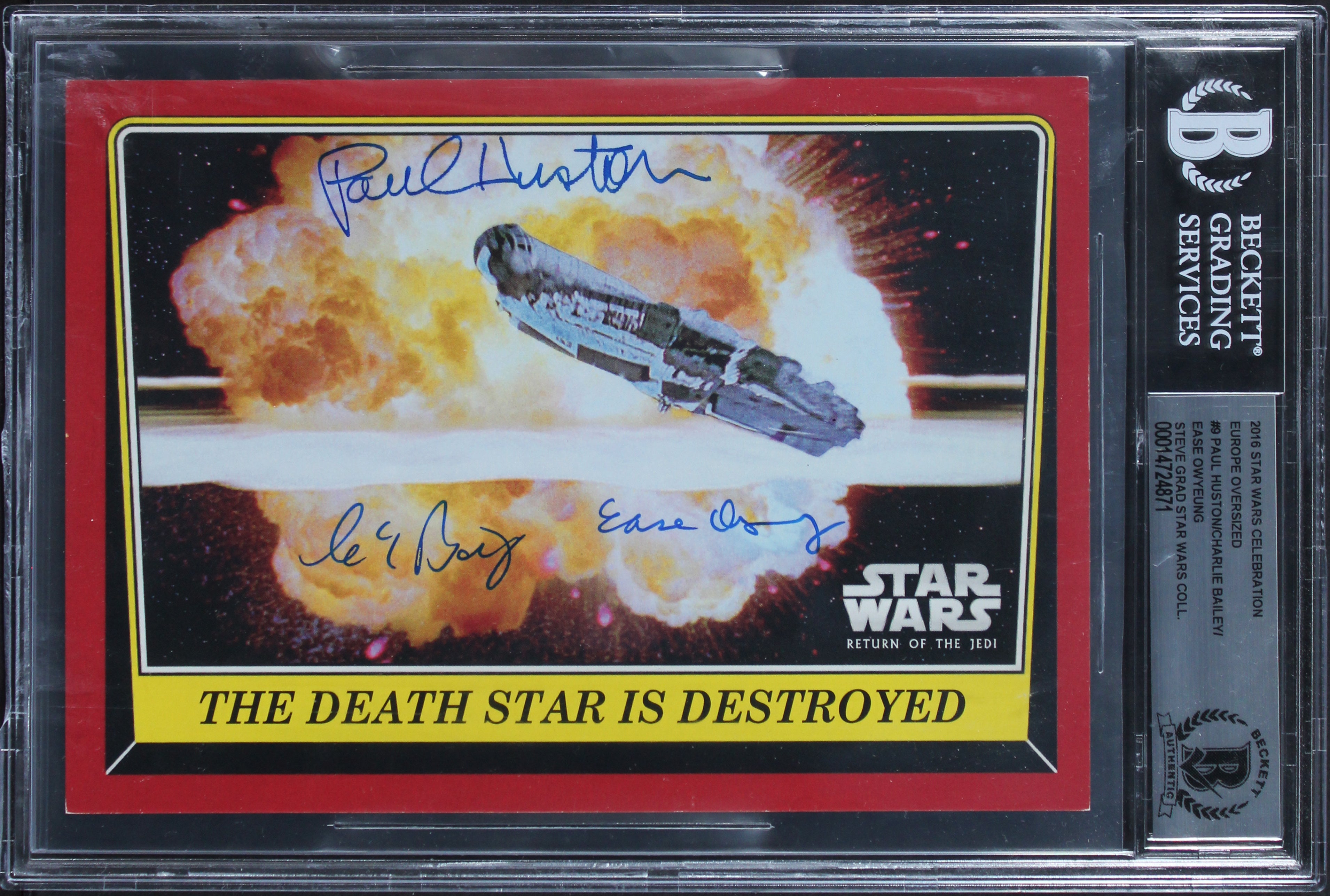 (3) Huston +3 Signed 2016 Star Wars Celebration Europe OVS #9 Card BAS Slabbed