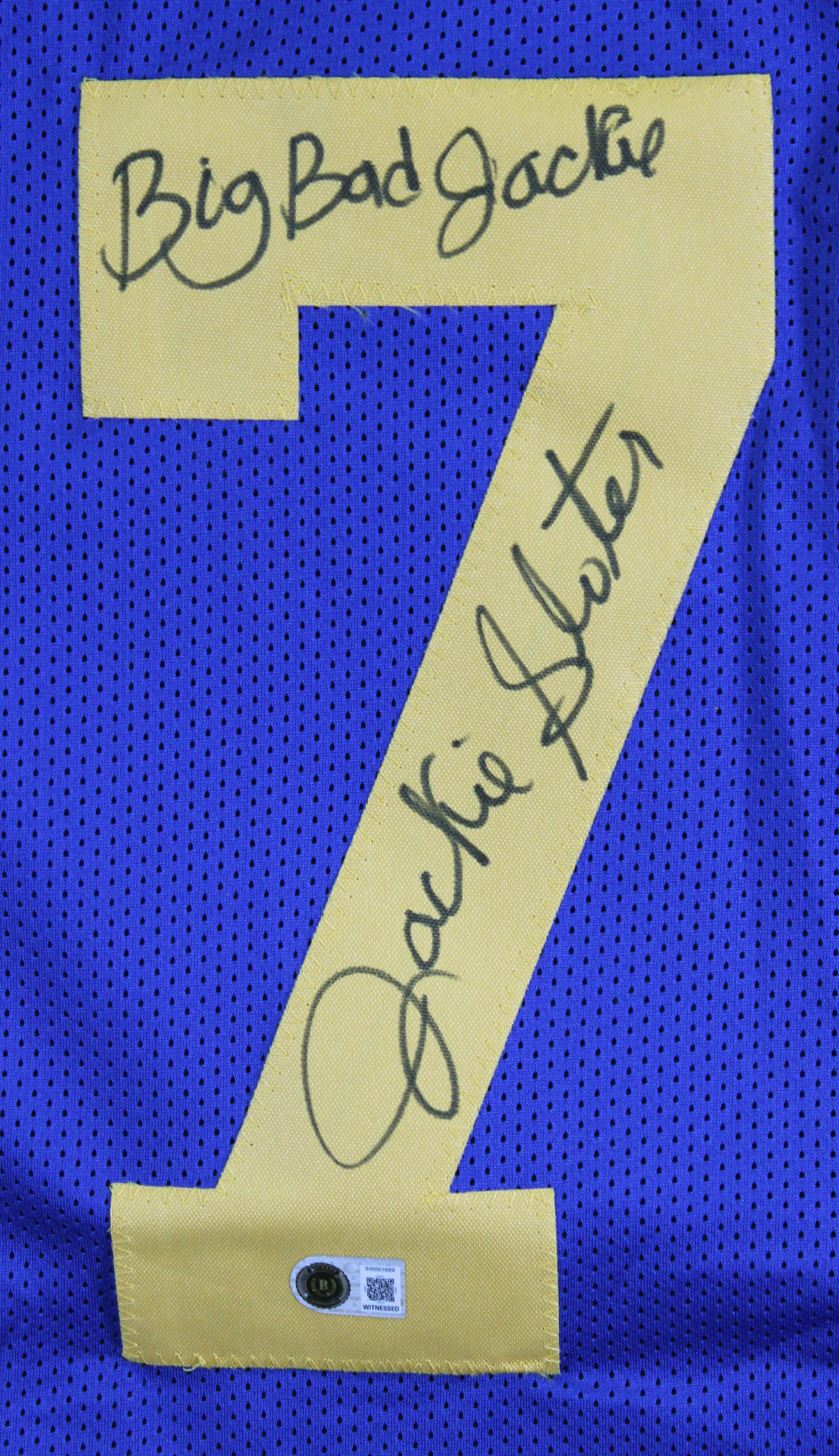 Jackie Slater "Big Bad Jackie" Signed Blue TB Pro Style Jersey BAS Witnessed