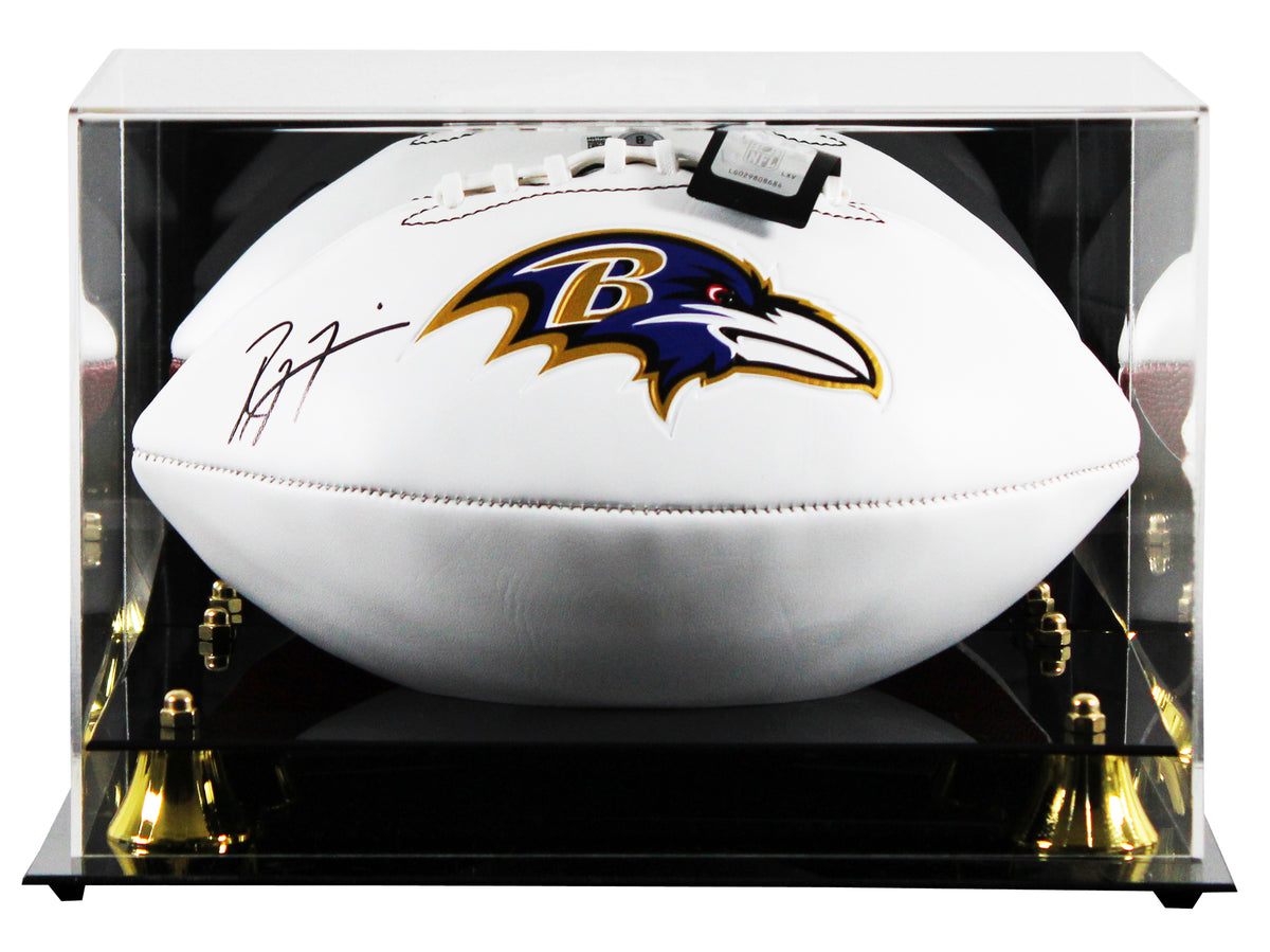 Ravens Ray Lewis Signed Franklin White Panel Logo Football W/ Case BAS Witnessed
