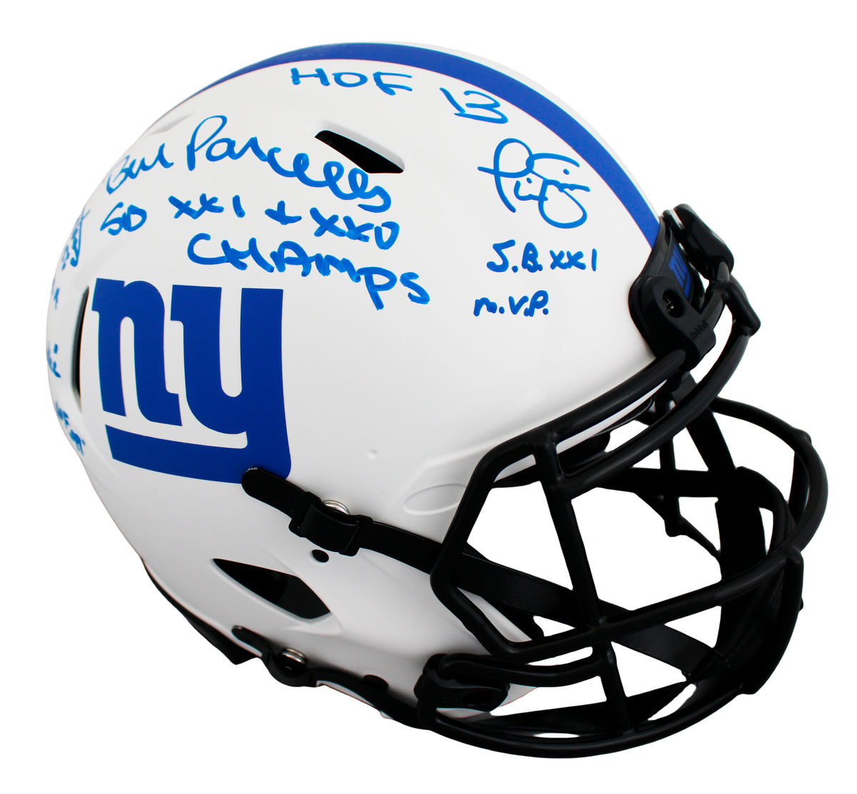 Giants (3) Parcells, Simms & Taylor Signed F/S Speed Proline Helmet BAS #WJ72219