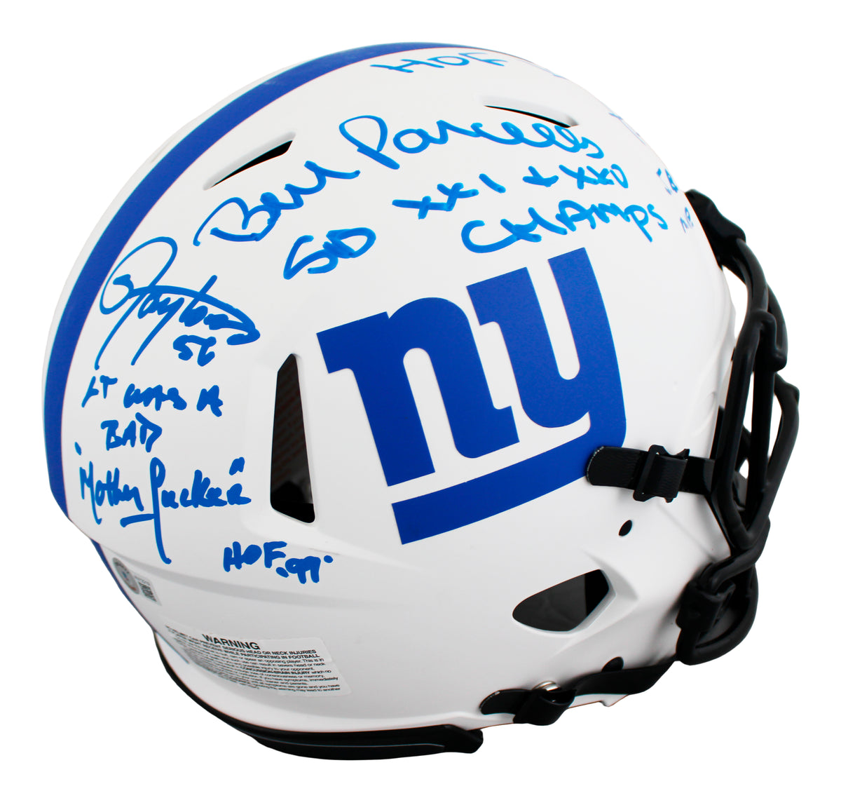 Giants (3) Parcells, Simms & Taylor Signed F/S Speed Proline Helmet BAS #WJ72219