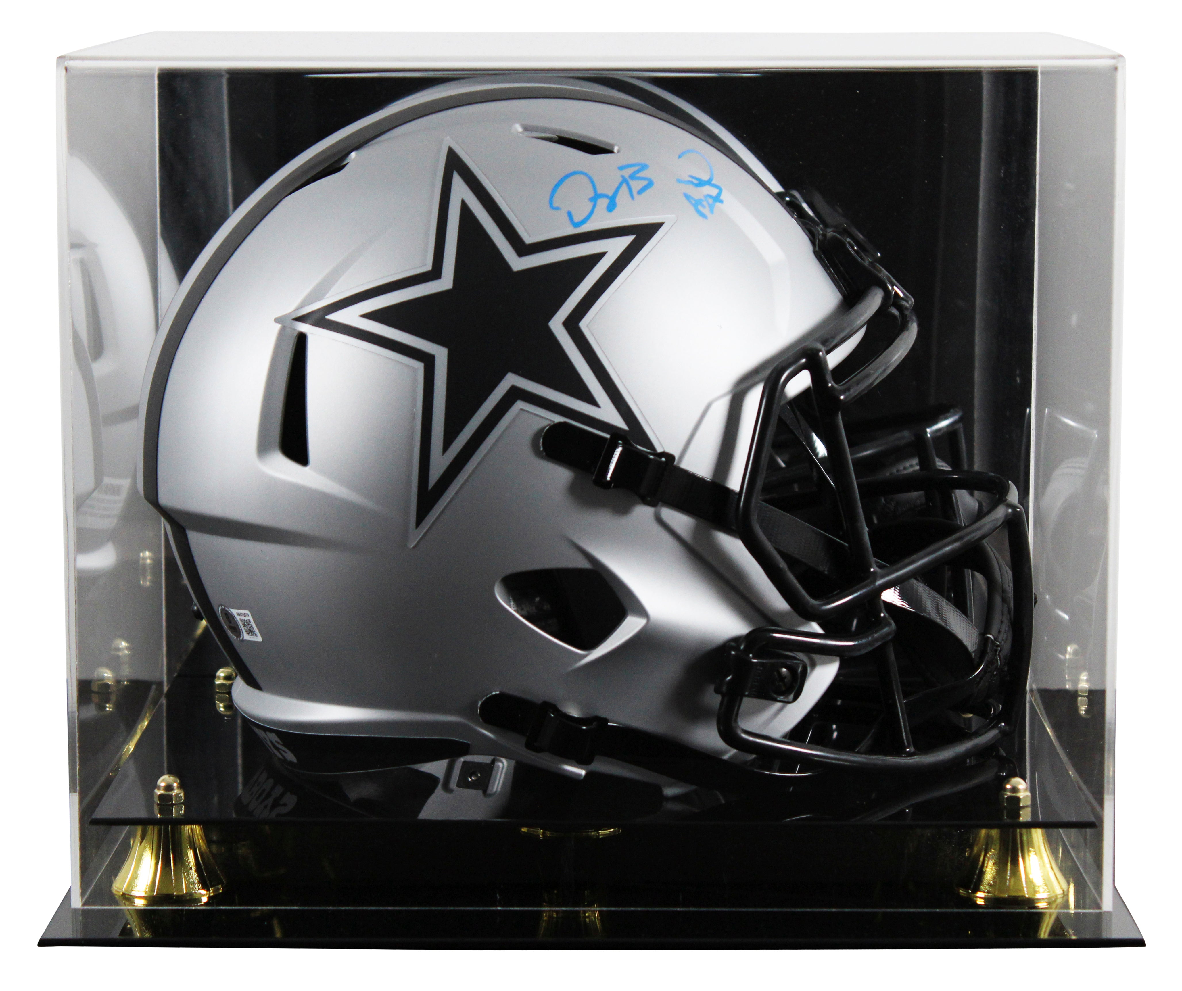 Cowboys Dez Bryant Signed Rave Full Size Speed Rep Helmet W/ Case BAS Witnessed