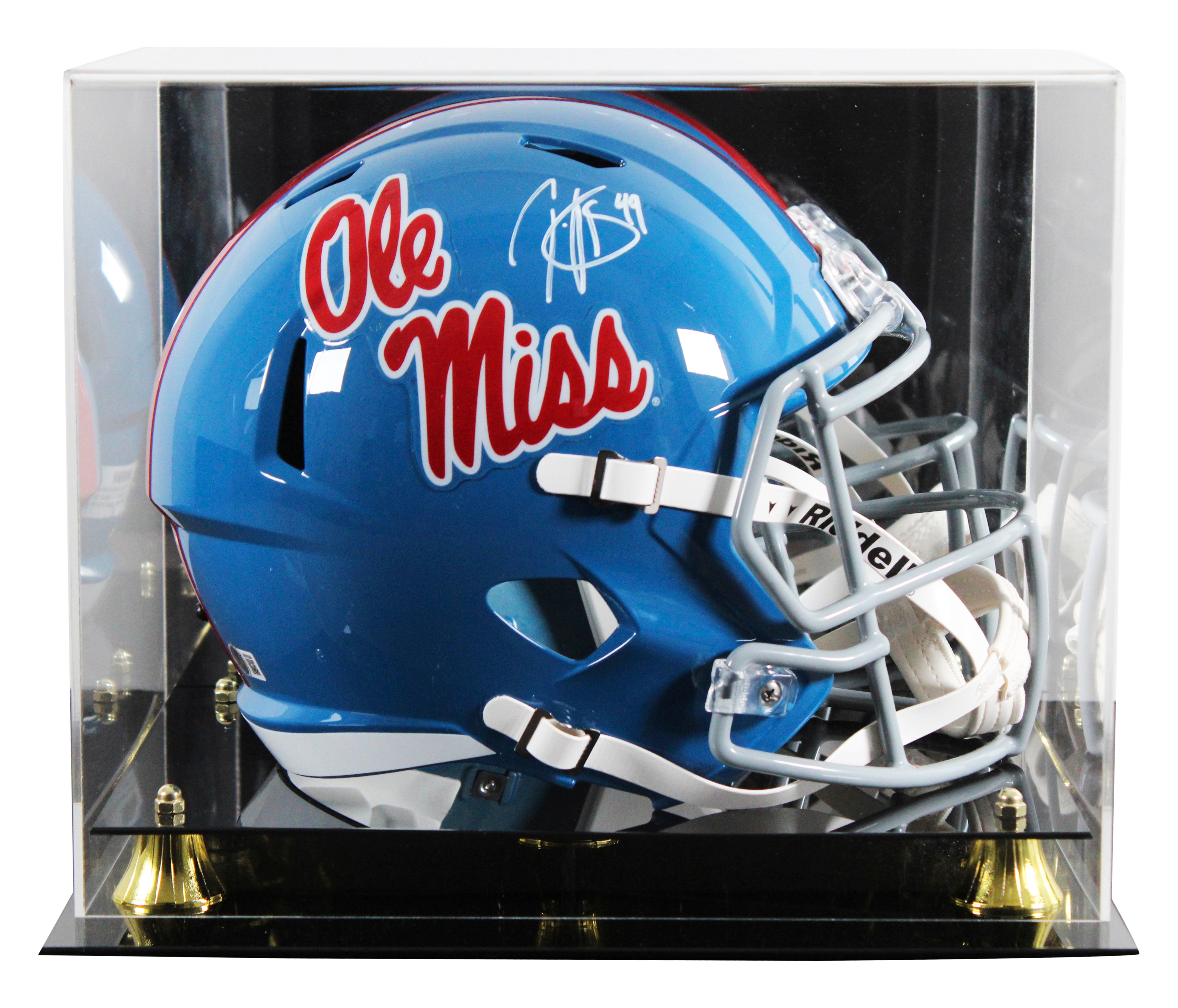 Ole Miss Patrick Willis Signed Powder Blue F/S Speed Rep Helmet W/ Case BAS Wit