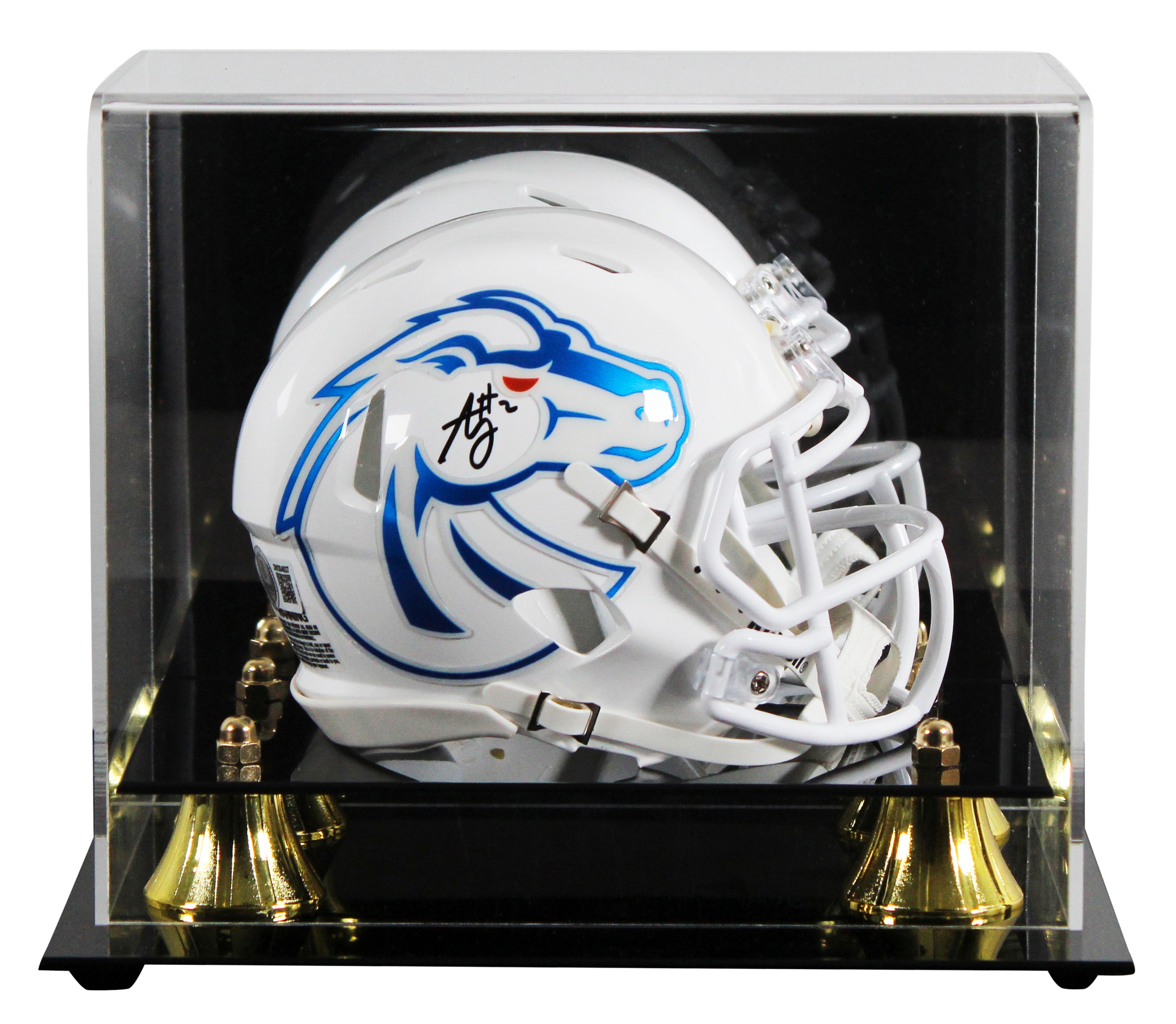 Boise State Ashton Jeanty Signed White Speed Mini Helmet W/ Case BAS Witnessed