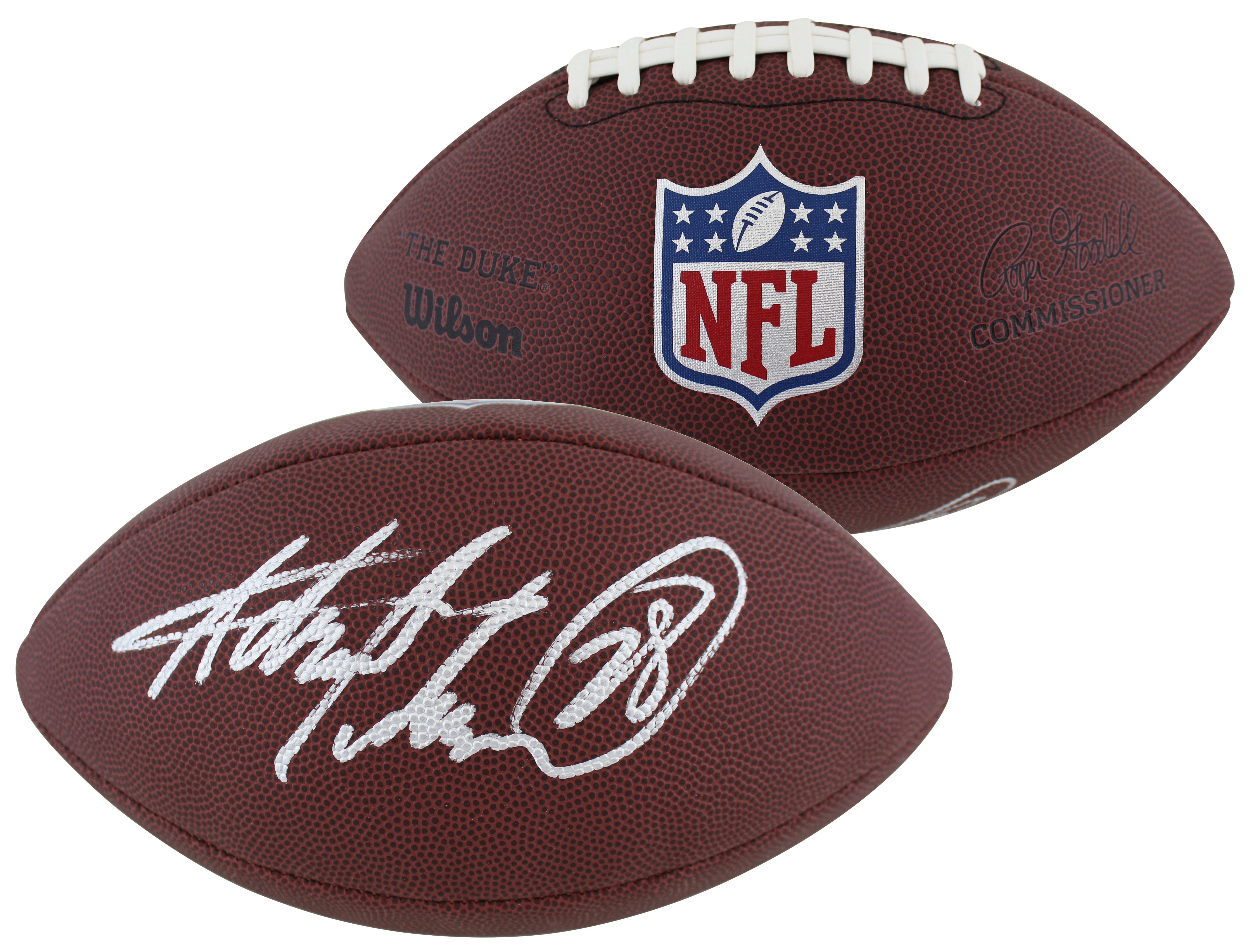 Vikings Adrian Peterson Signed Wilson Duke Replica Football W/ Case BAS Witness