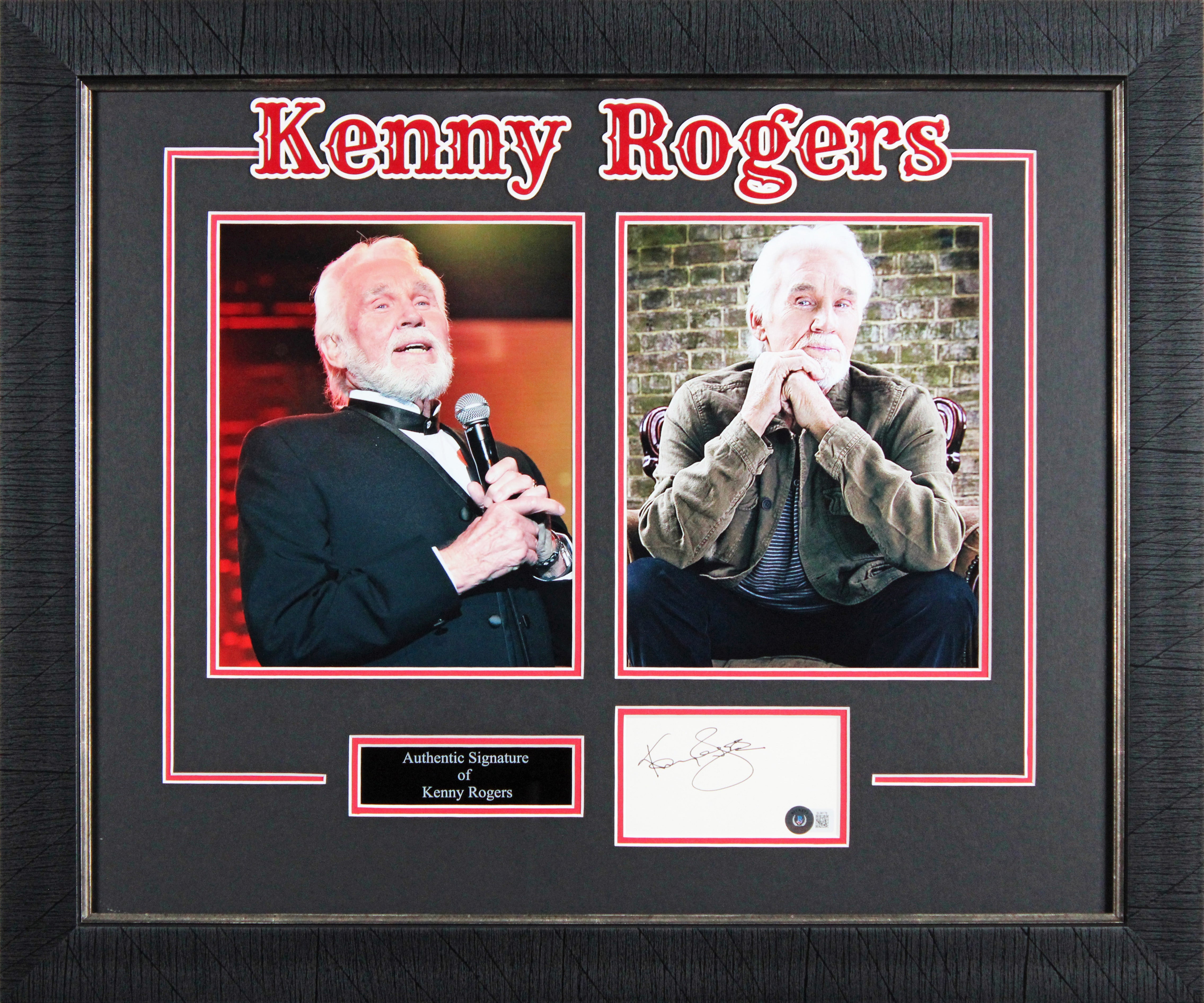 Kenny Rogers Authentic Signed 3x5 Index Card Framed Display Autographed BAS