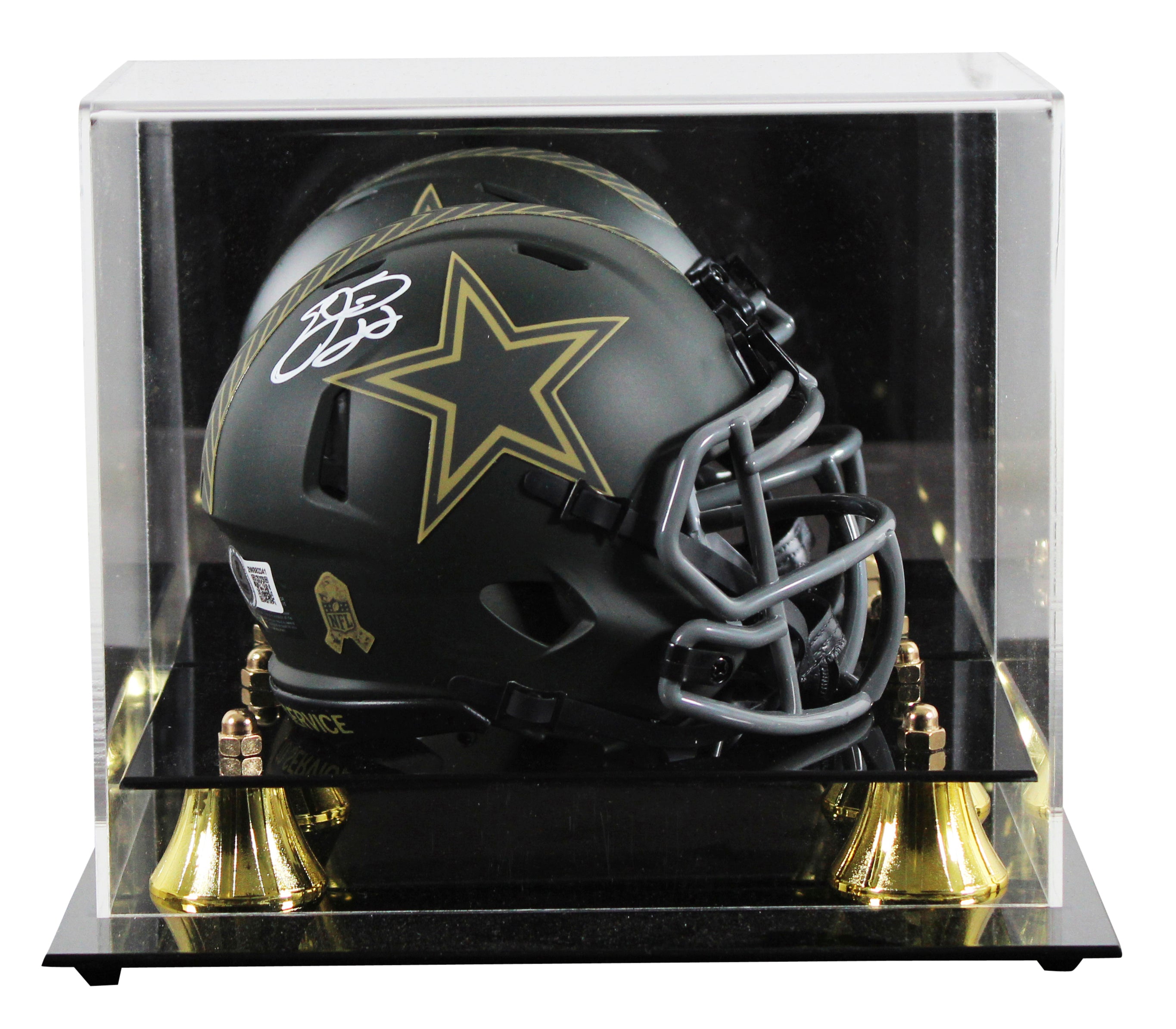 Cowboys Emmitt Smith Signed Salute To Service IV Speed Mini Helmet W/ Case BAS W