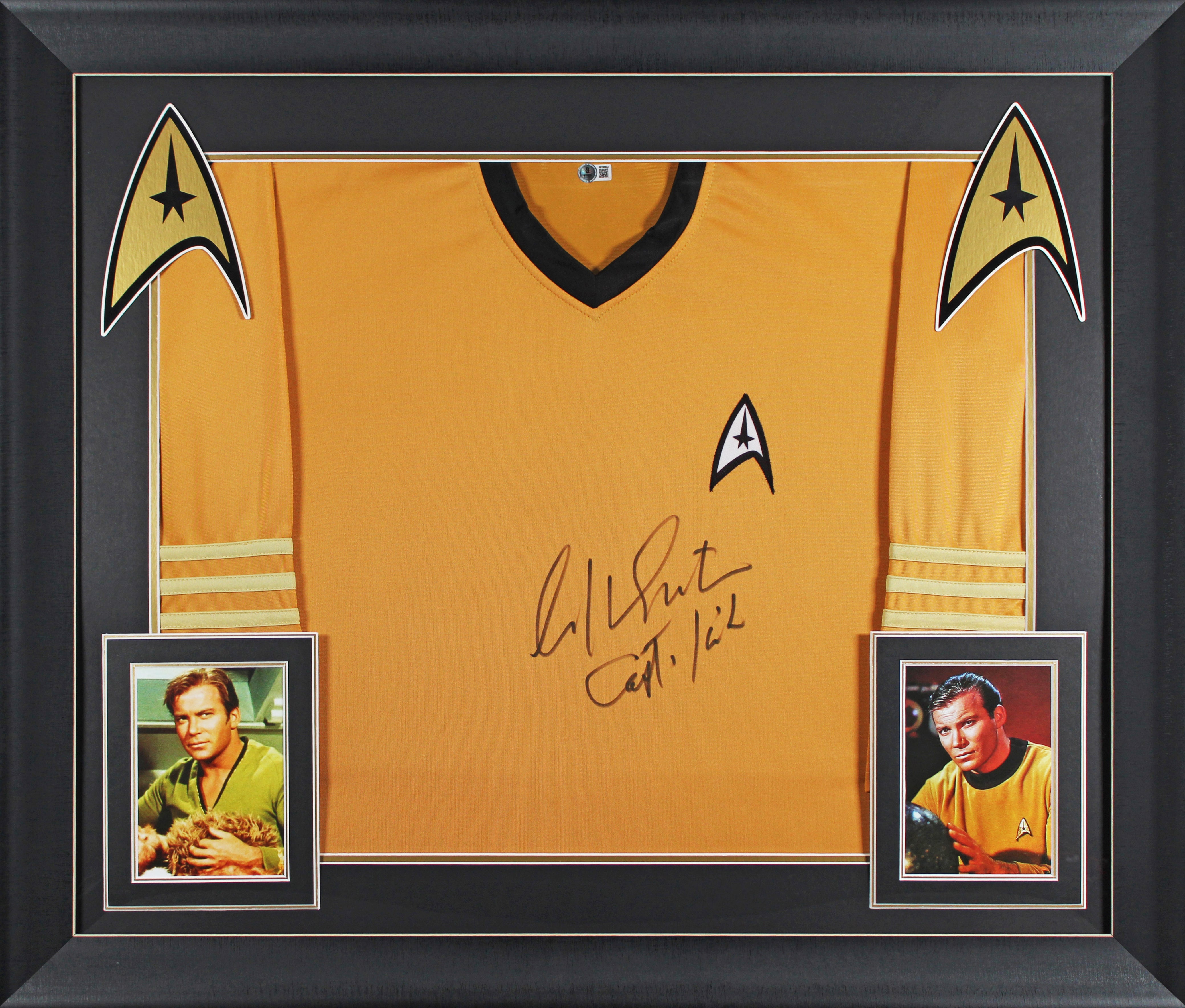 William Shatner Star Trek "Captain Kirk" Signed & Framed Uniform Shirt BAS Wit