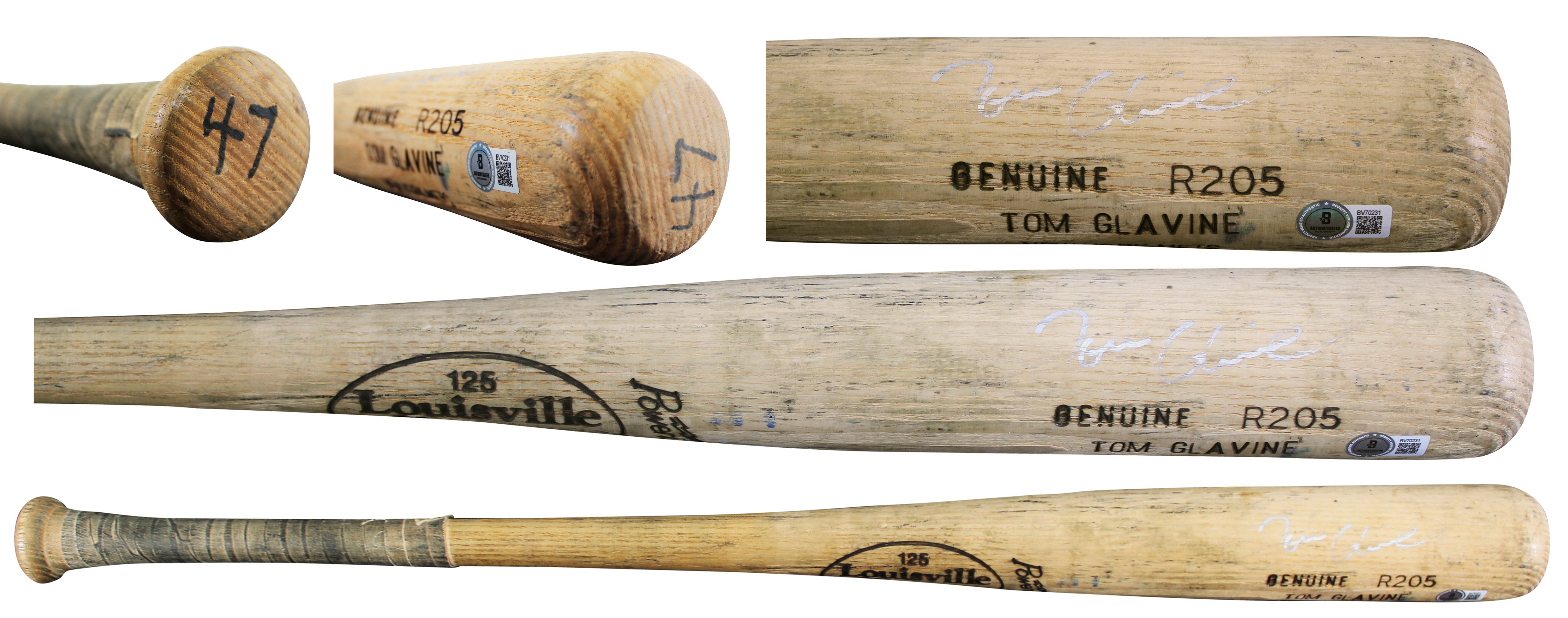 Mets Tom Glavine Signed Game Used Louisville Slugger Player Model Bat BAS