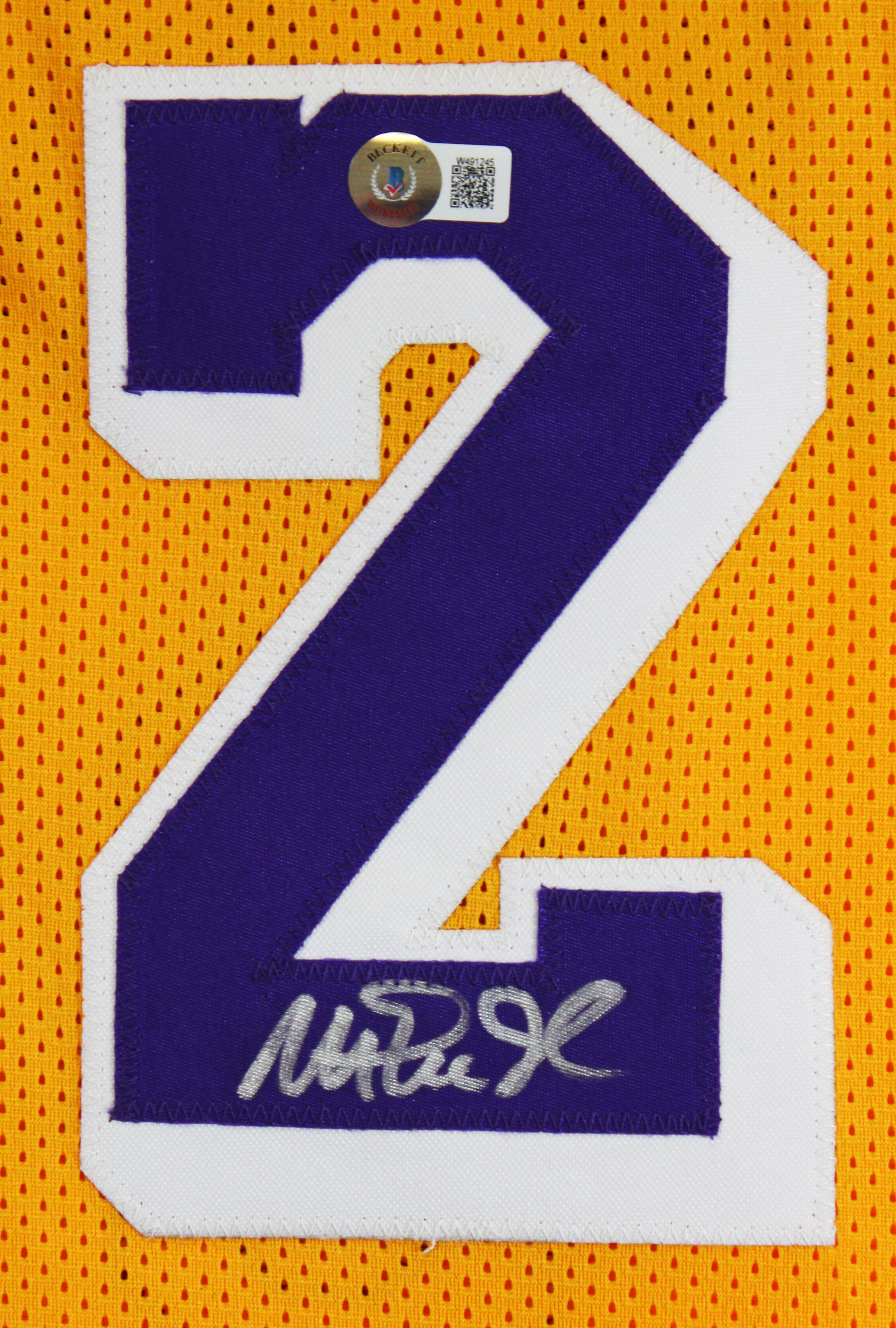 Magic Johnson Authentic Signed Yellow Pro Style Jersey BAS Witnessed #W491245