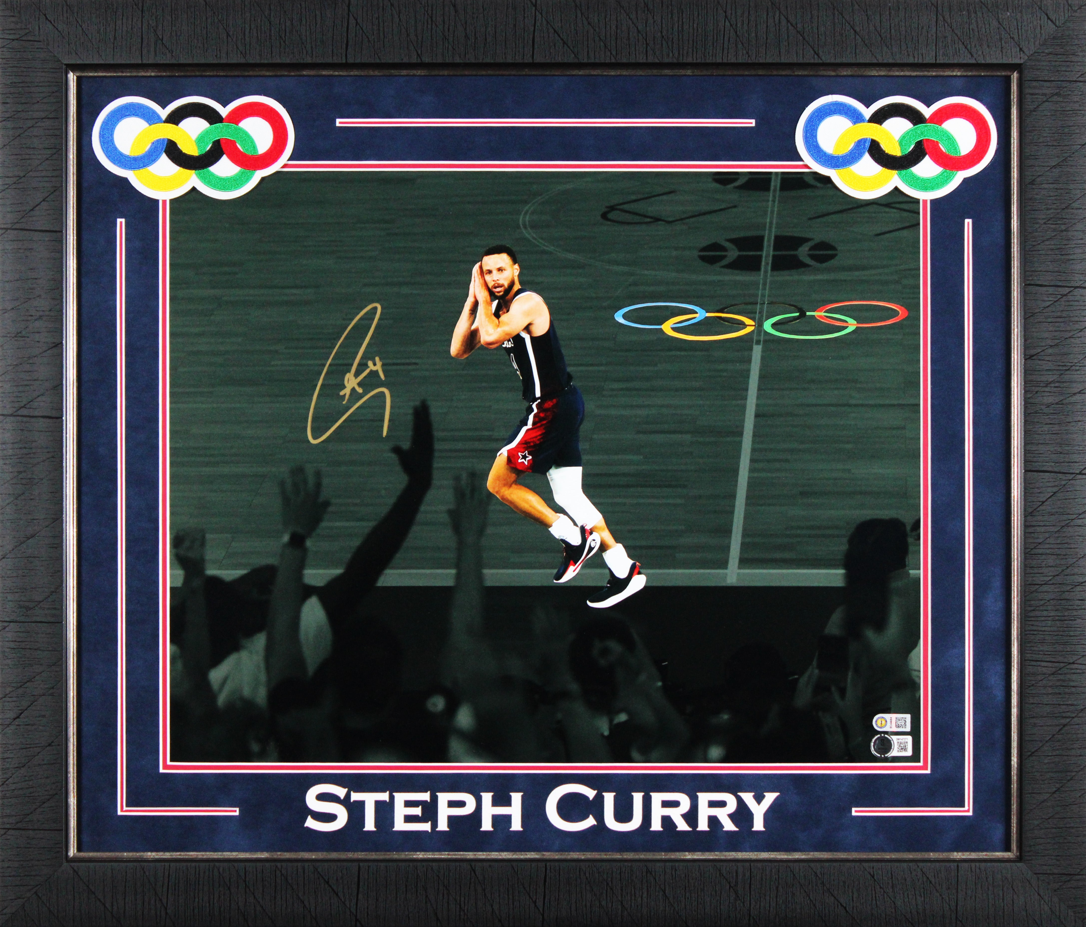 USA Stephen Curry Signed 16x20 Night Night Horizontal Spotlight Photo Framed BAS