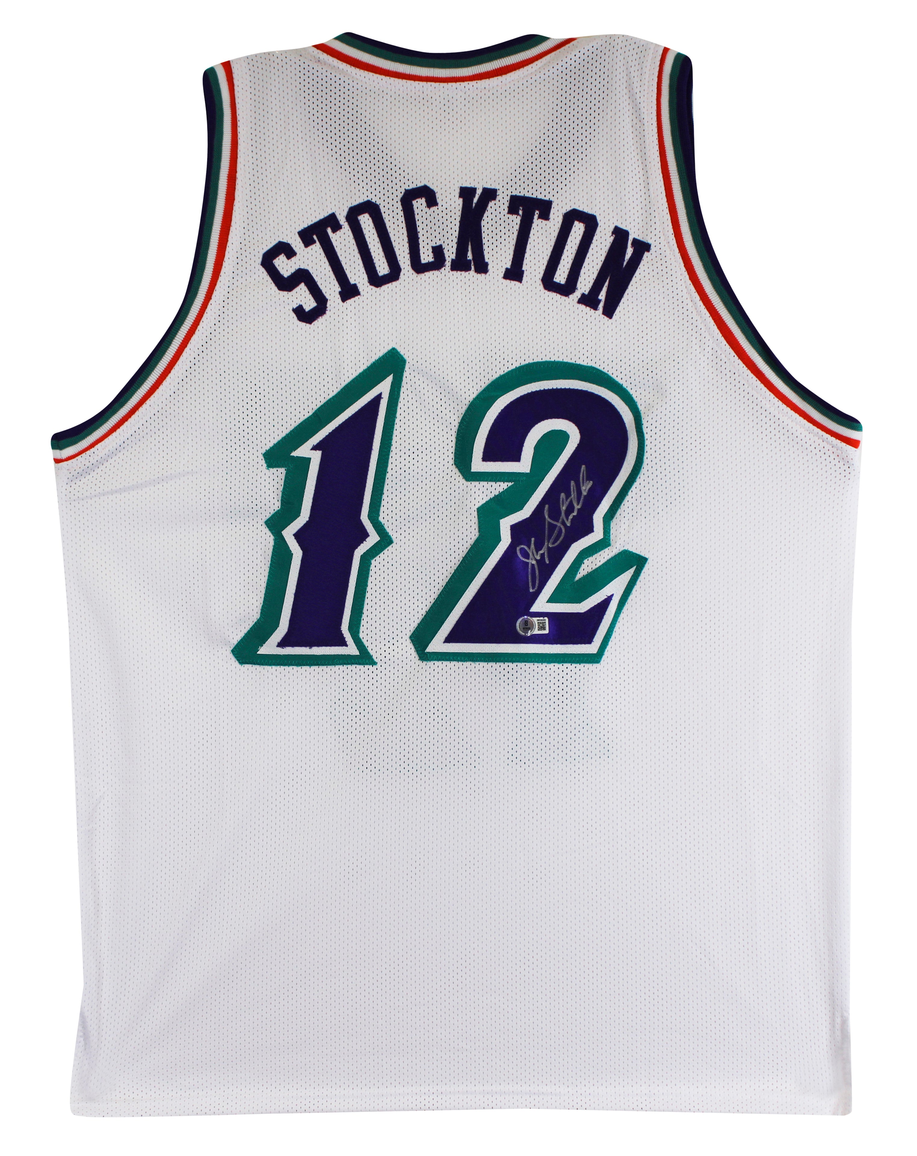 John Stockton Authentic Signed White Pro Style Jersey Autographed BAS Witnessed