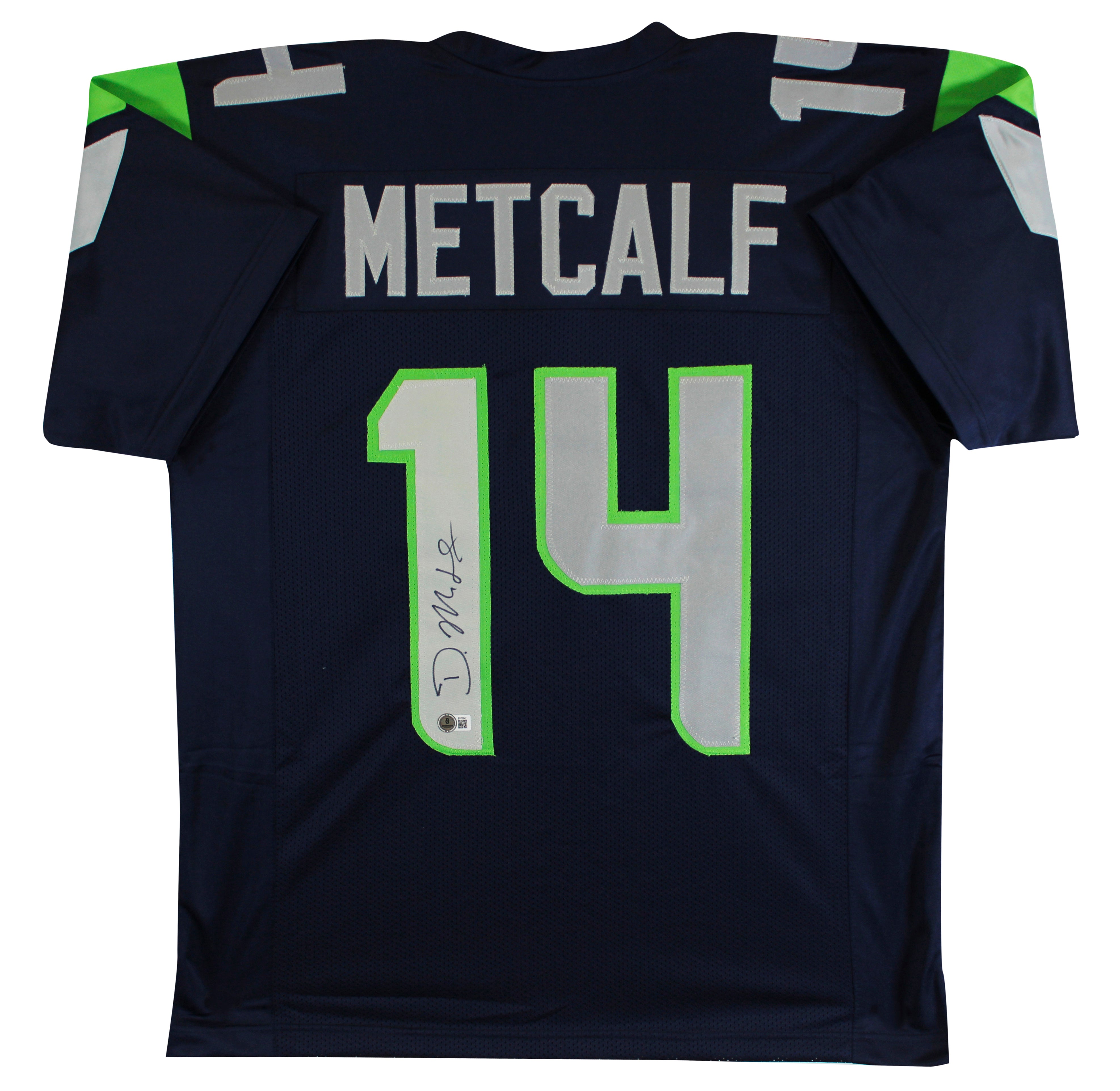 D.K. Metcalf Authentic Signed Navy Blue Pro Style Jersey Autographed BAS 2