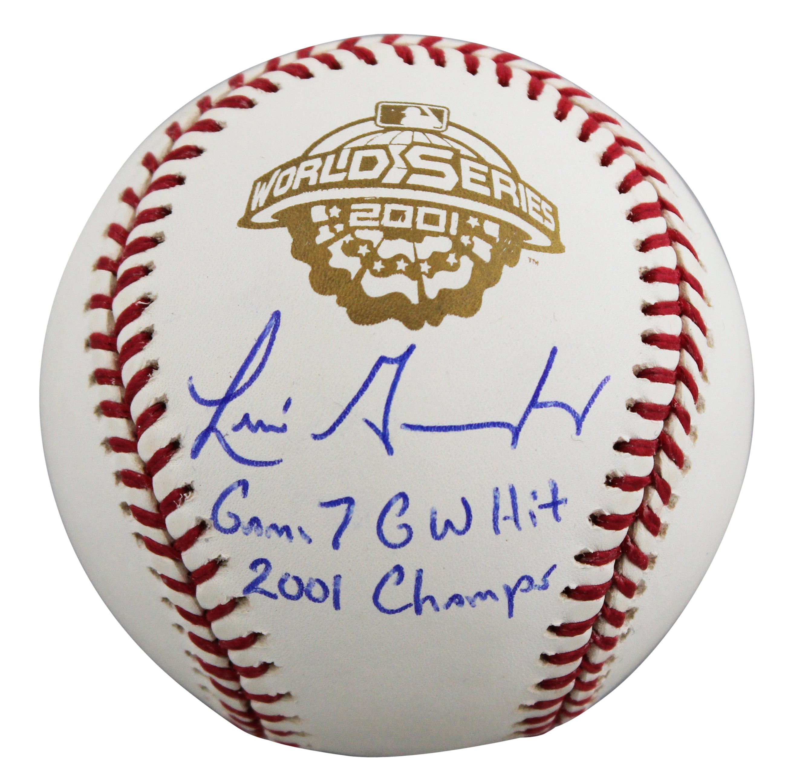 D-Backs Luis Gonzalez "2x Insc" Signed 2001 WS Logo Baseball BAS #2W636573