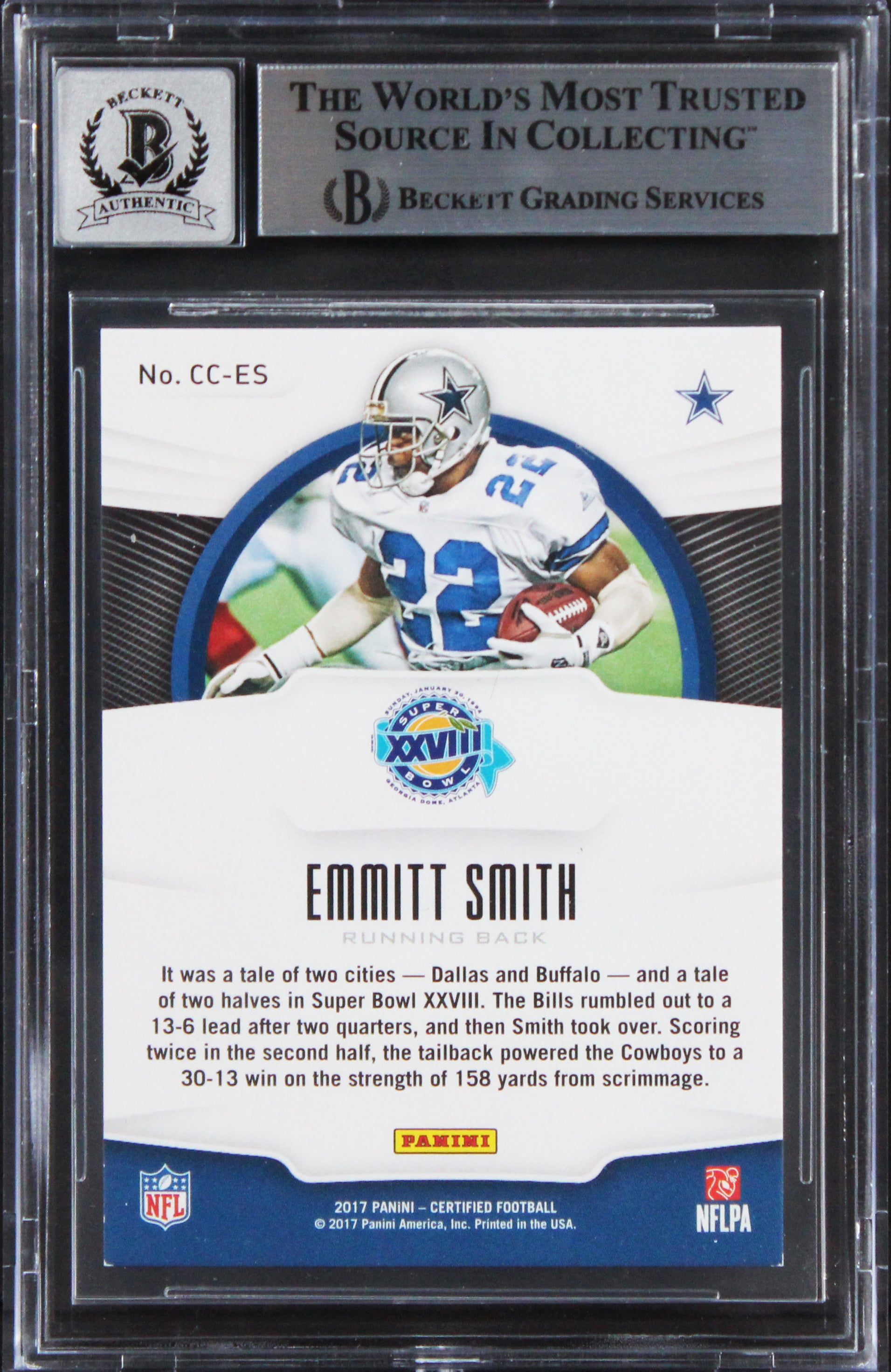Cowboys Emmitt Smith Signed 2017 Certified Champions #16 Card Auto 10! BAS Slab