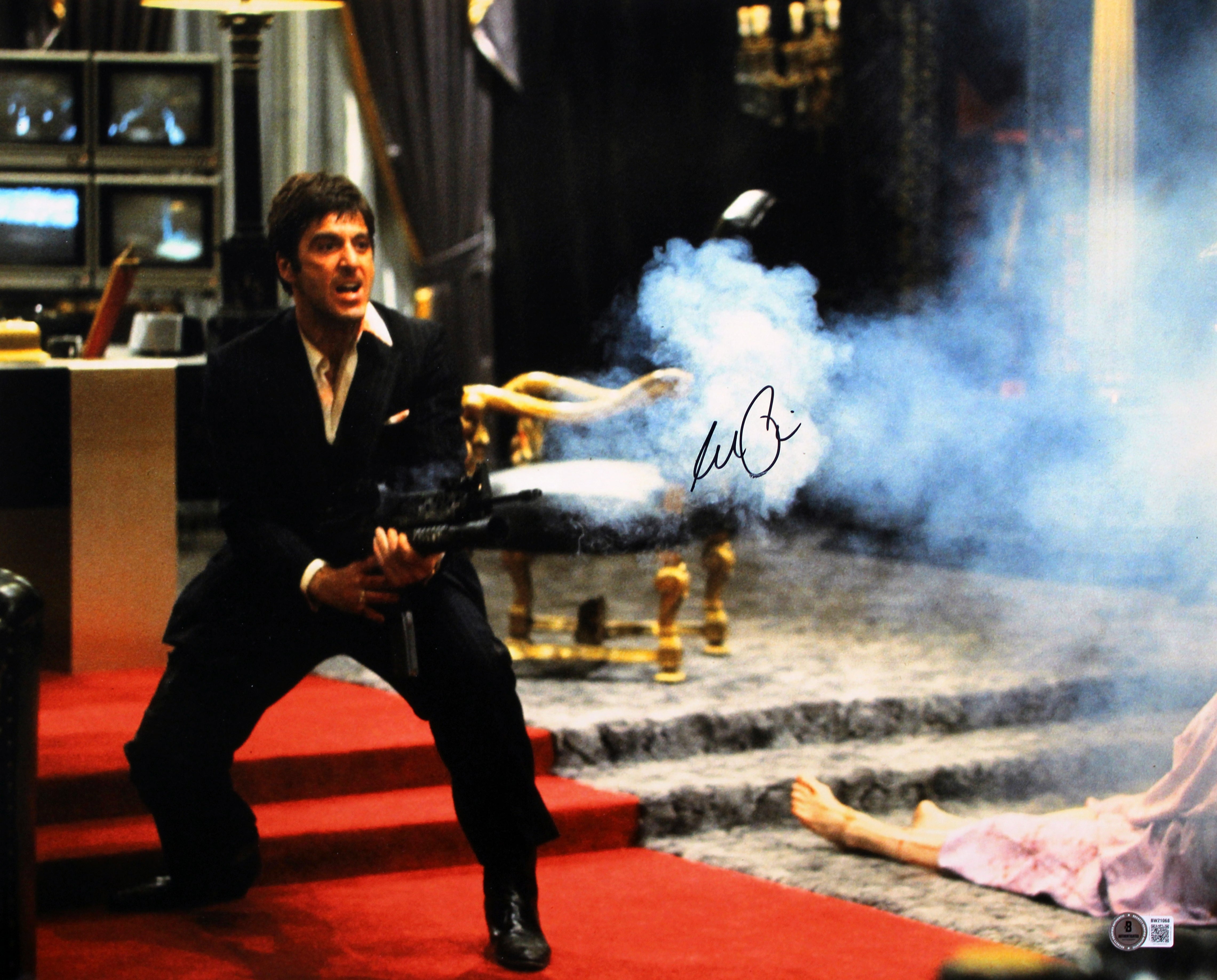 Al Pacino Scarface Authentic Signed 16x20 Horizontal Shooting Photo BAS #BW21068