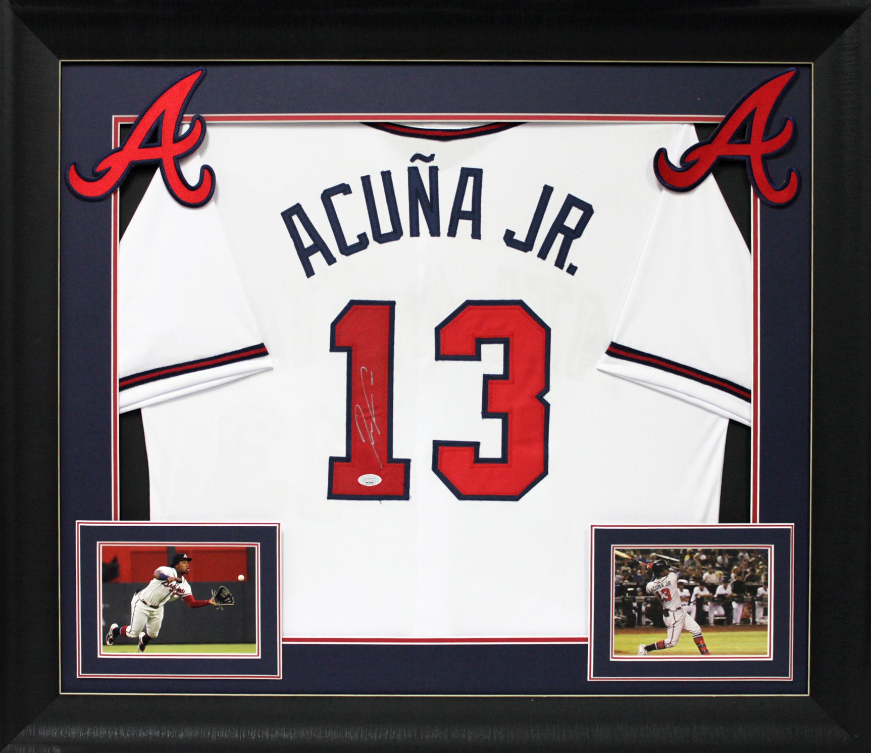 Ronald Acuna Jr. Authentic Signed White Pro Style Framed Jersey Autographed JSA