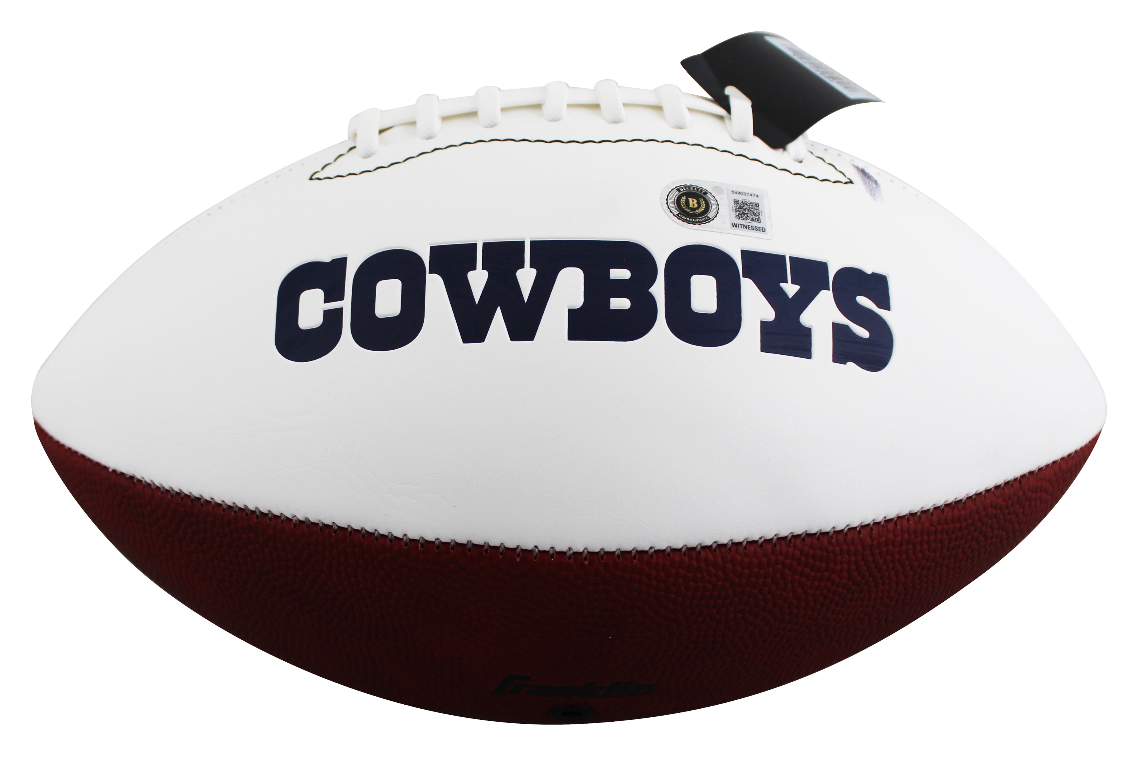 Cowboys Emmitt Smith Signed Franklin White Panel Logo Football W/ Case BAS Wit