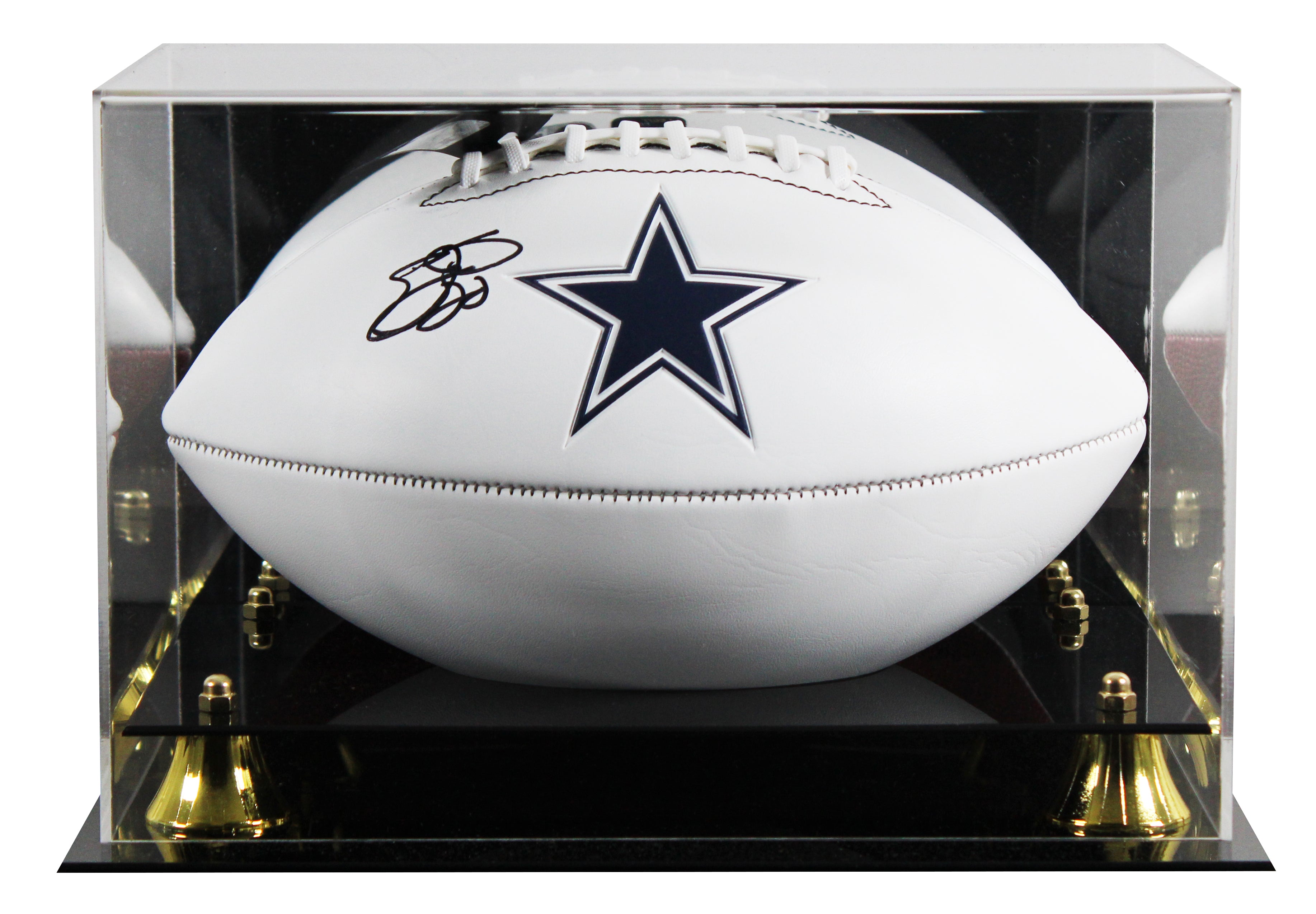 Cowboys Emmitt Smith Signed Franklin White Panel Logo Football W/ Case BAS Wit