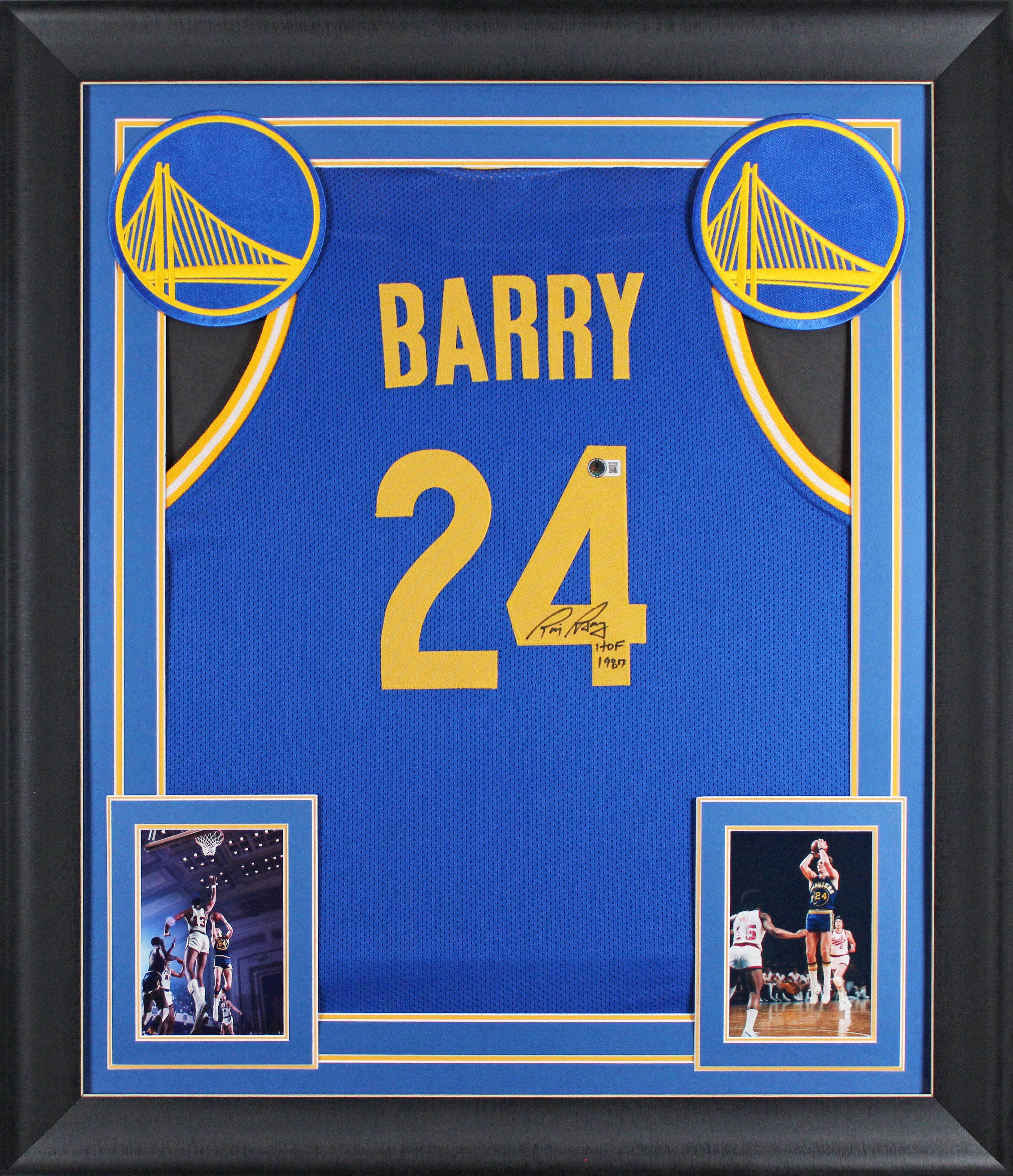 Rick Barry "HOF 1987" Authentic Signed Blue Pro Style Framed Jersey BAS Witness