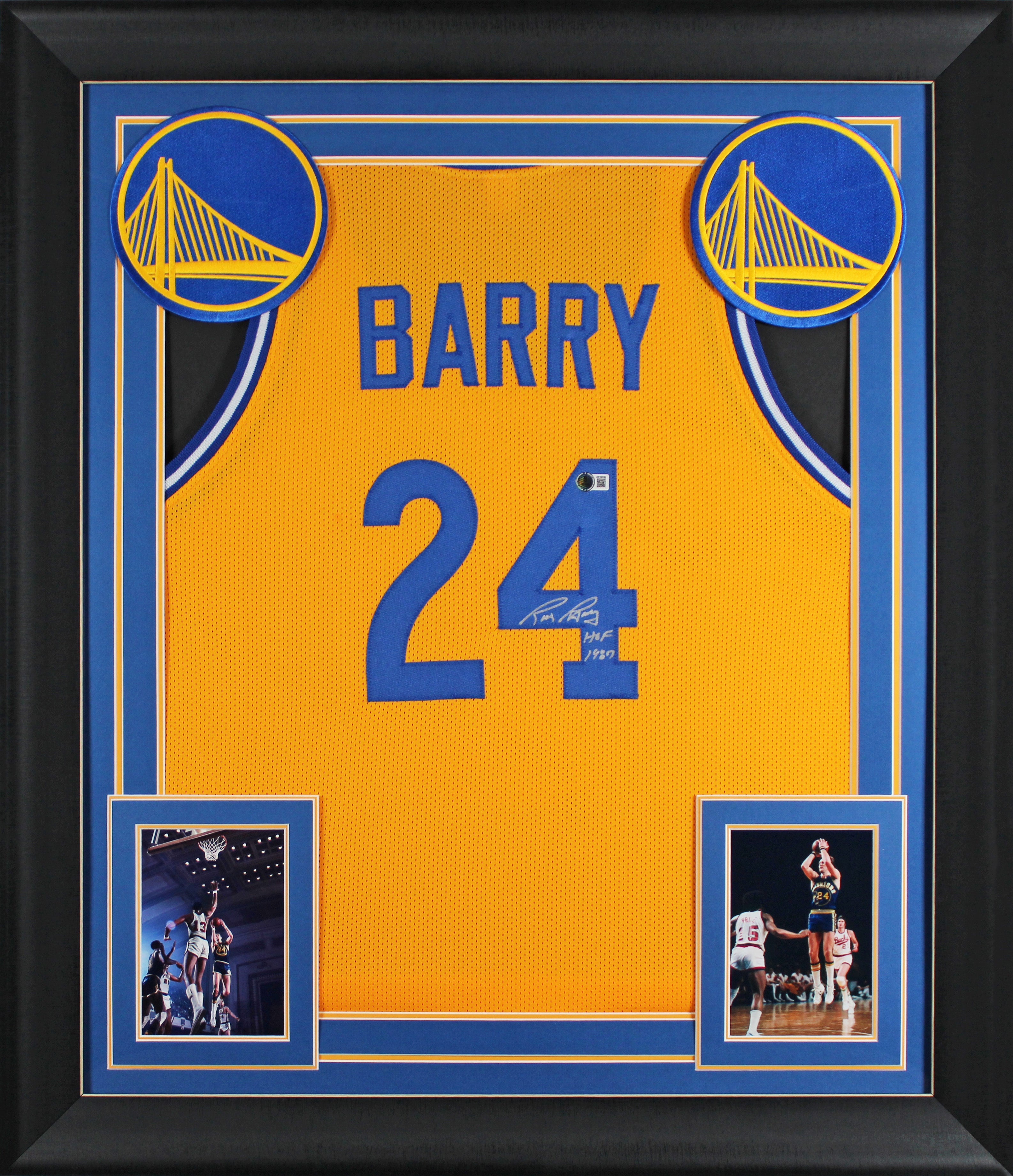 Rick Barry "HOF 1987" Authentic Signed Yellow Pro Style Framed Jersey BAS Wit