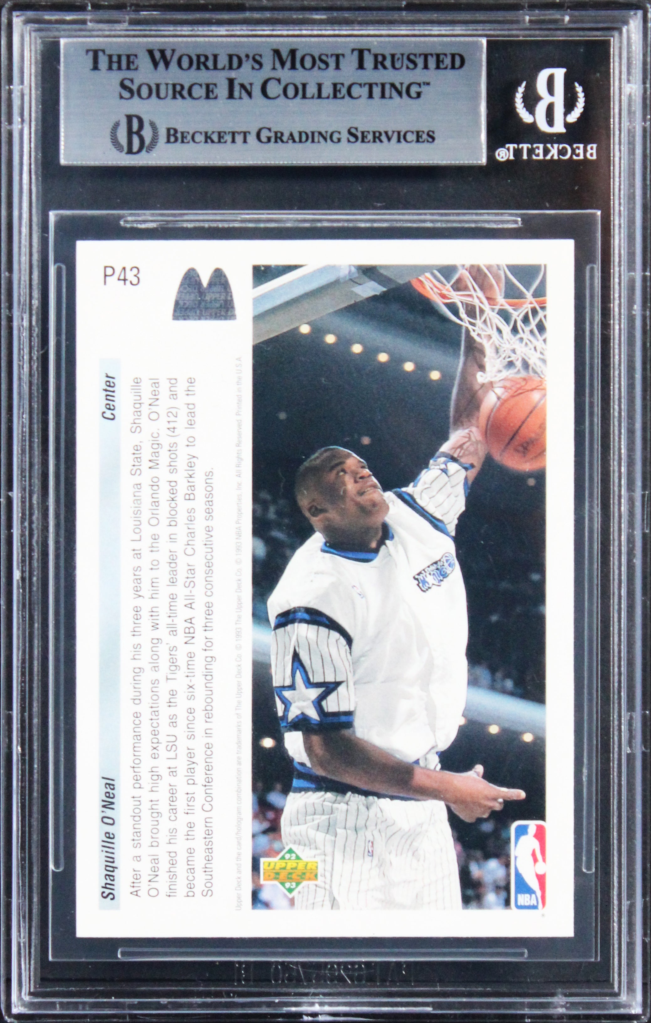 Magic Shaquille O'Neal Signed 1992 UD McDonald's #P43 Rookie Card BAS Slabbed
