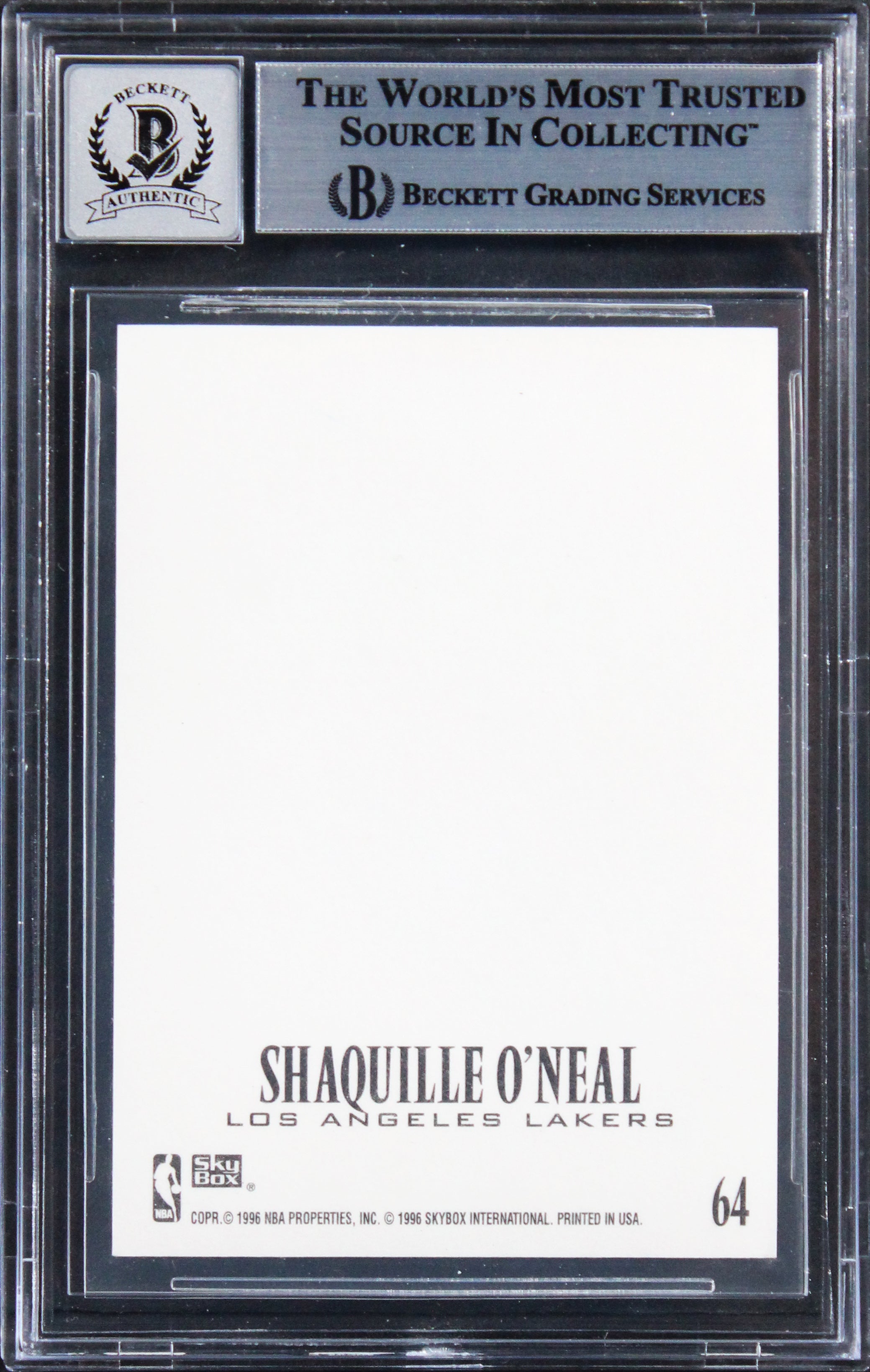 Lakers Shaquille O'Neal Signed 1996 Z-Force Z-Cling #64 Card Auto 10! BAS Slab