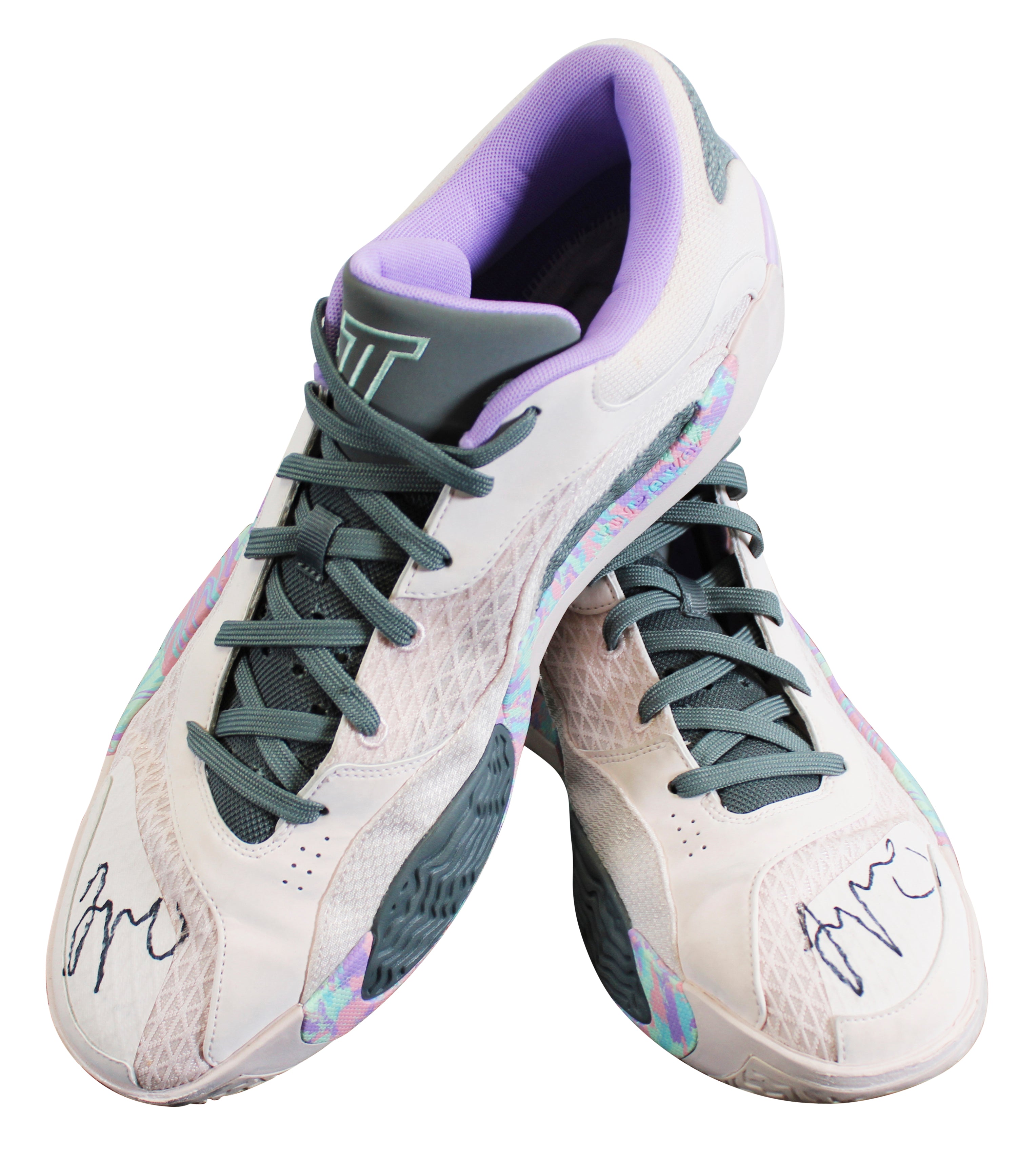 Celtics Jayson Tatum Signed Game Used Jordan JT 2 Sidewalk Chalk Shoes Fanatics