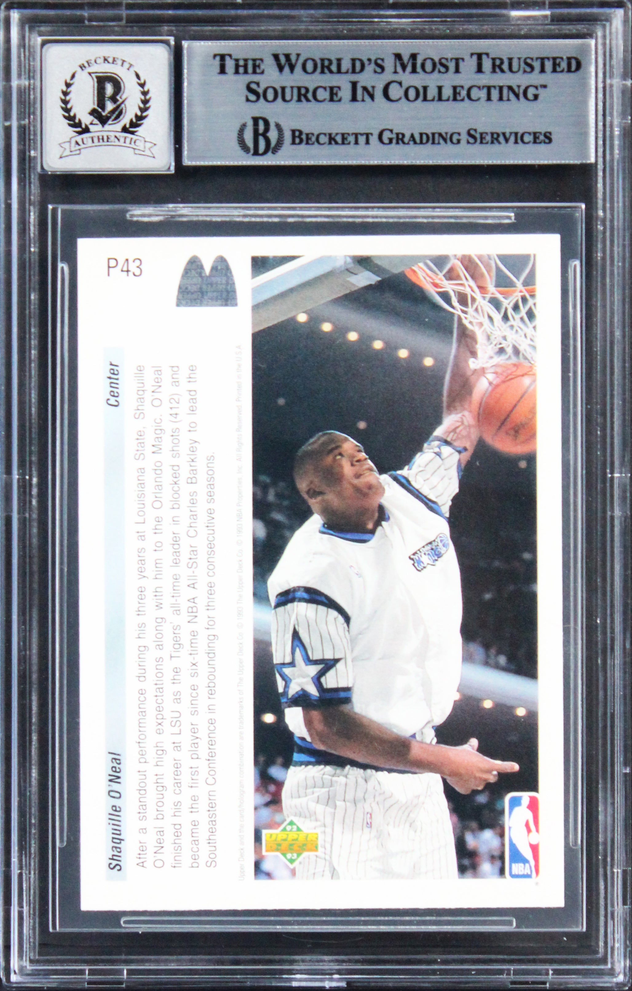 Shaquille O'Neal Signed 1992 UD McDonald's #P43 Rookie Card Auto 10! BAS Slabbed