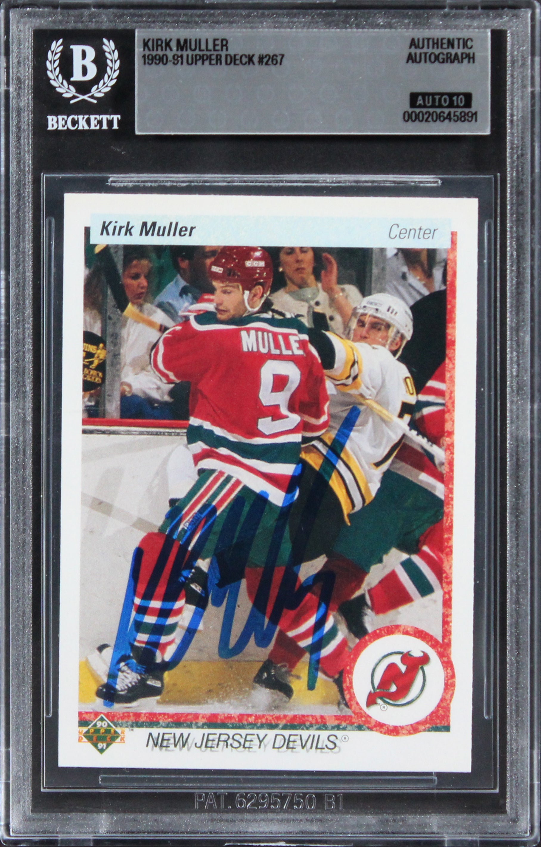 Devils Kirk Muller Signed 1990 Upper Deck #287 Card Auto Graded 10! BAS Slabbed