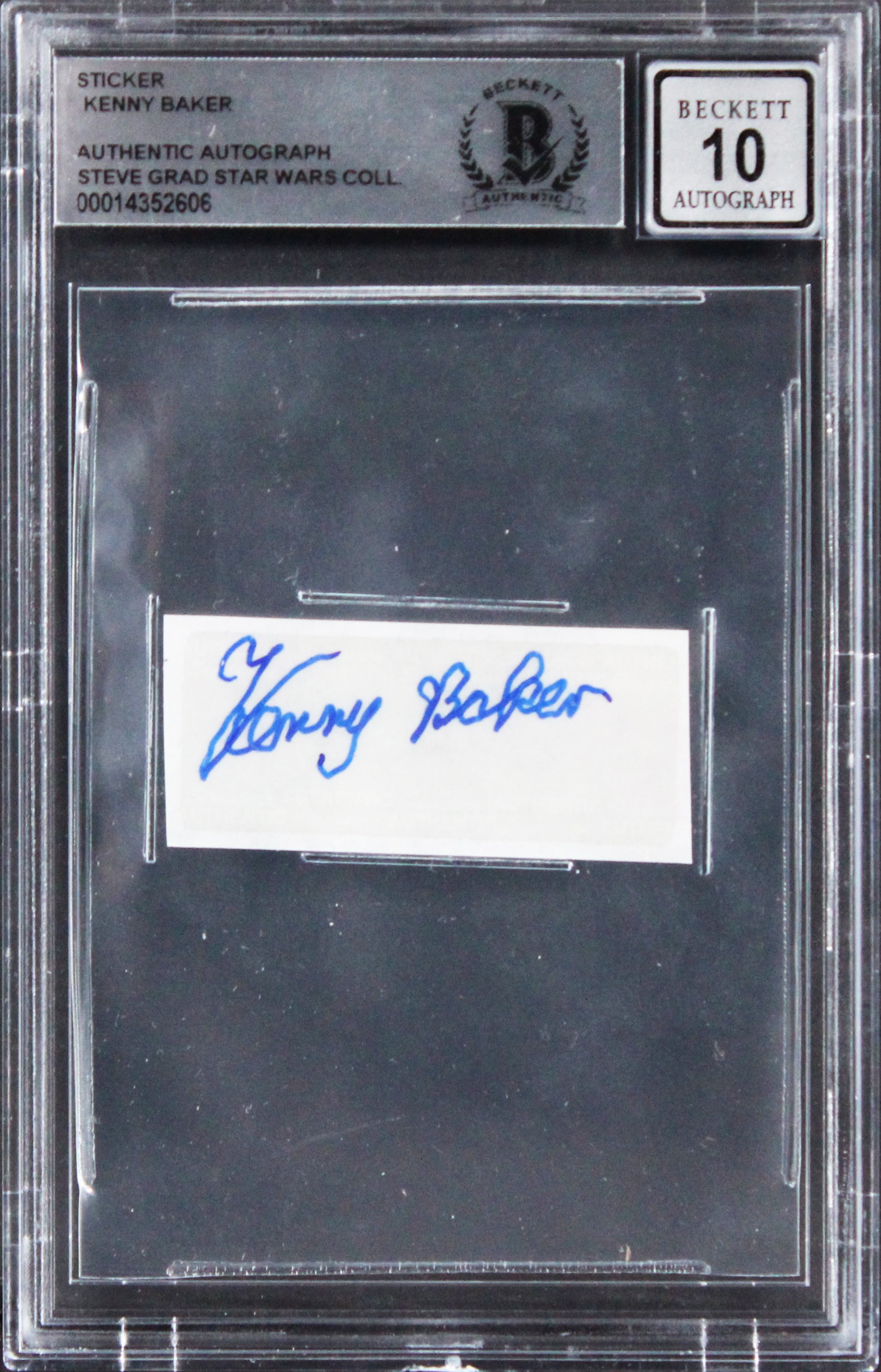 Kenny Baker Star Wars Signed .75x2 Autograph Sticker Auto 10! BAS Slabbed