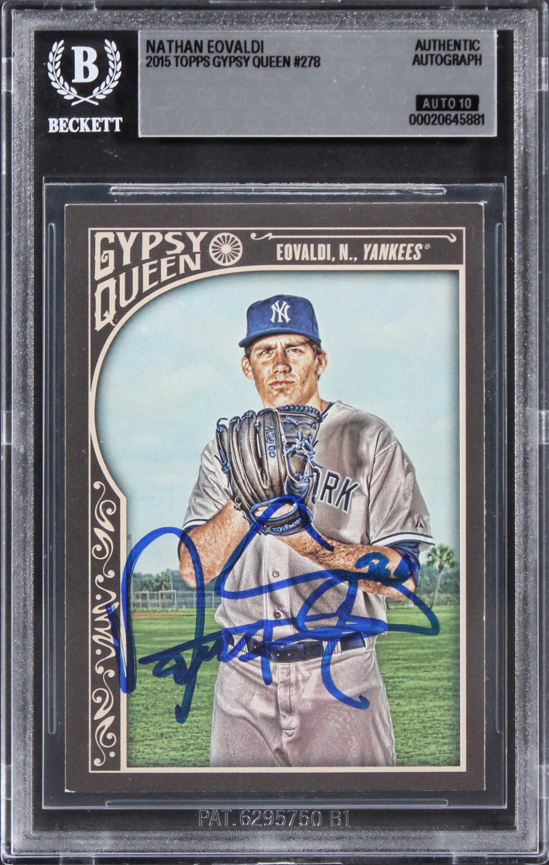 Yankees Nathan Eovaldi 2015 Topps GQ #278 Card Auto Gem Mint 10! BAS Slabbed