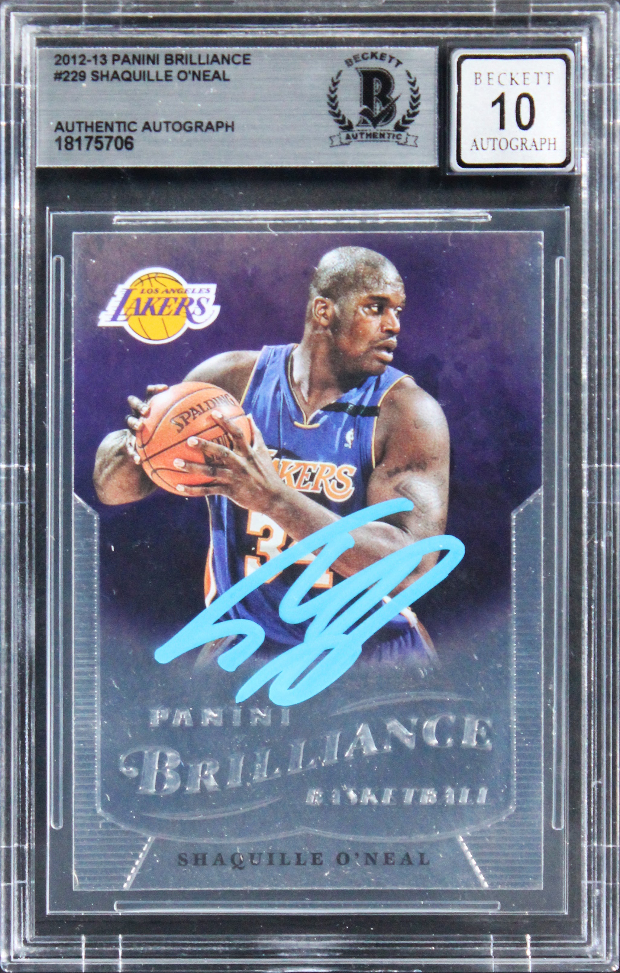 Shaquille O'Neal Signed 2012 Panini Brilliance #229 Card Auto 10! BAS Slabbed