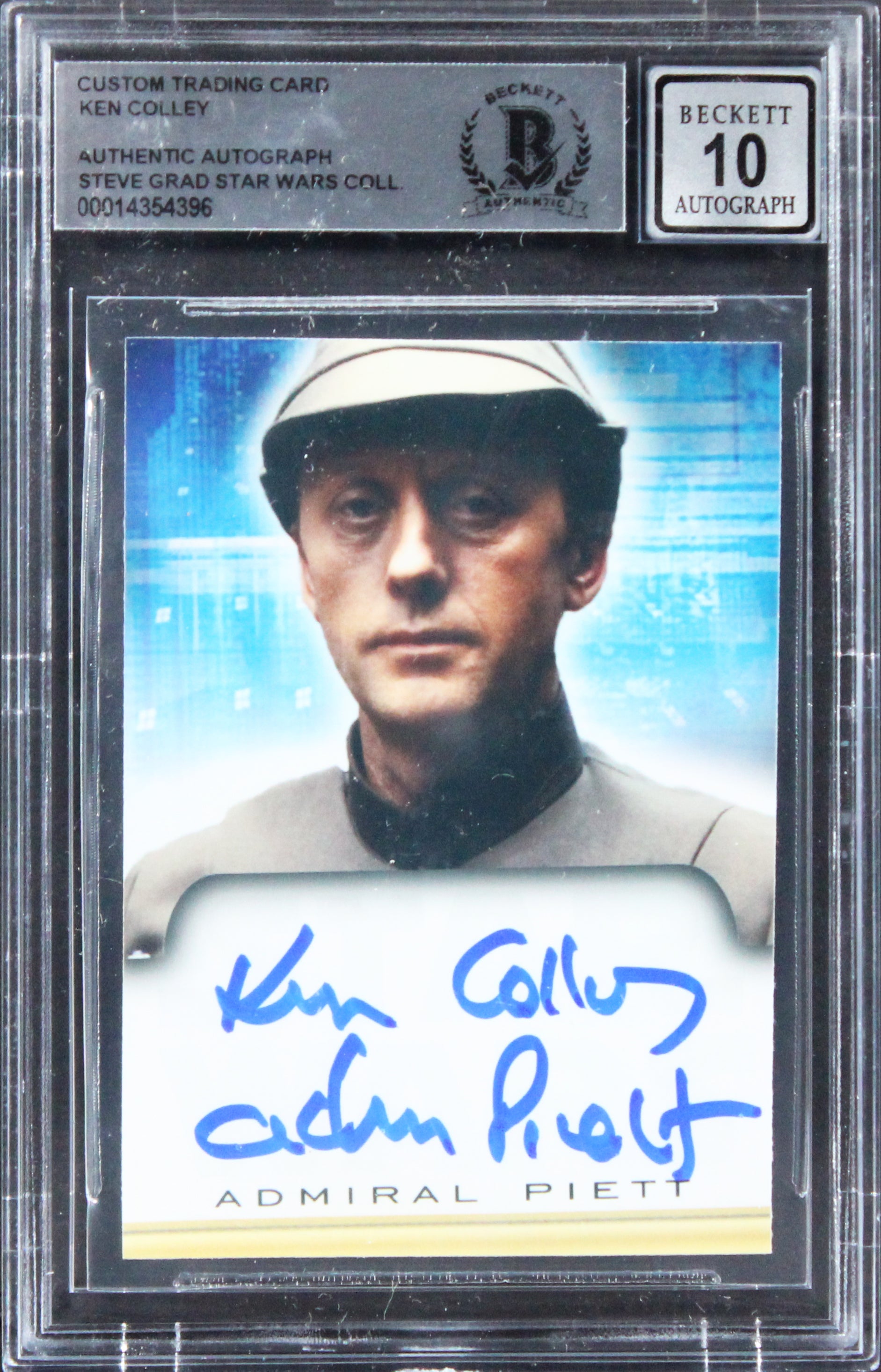 Ken Colley Star Wars "Adm Piett" Signed Custom Trading Card Auto 10! BAS Slabbed