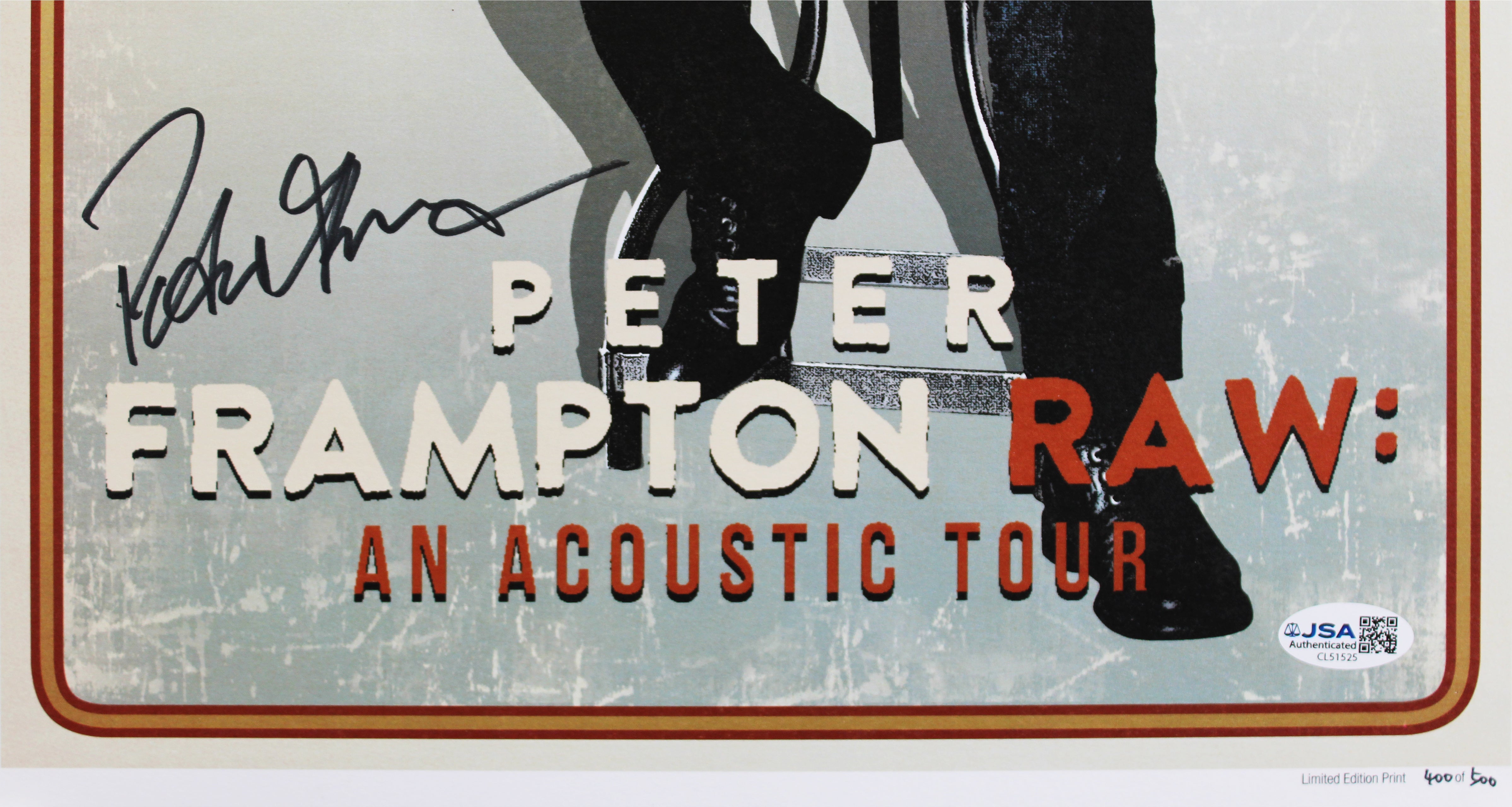 Peter Frampton Authentic Signed 12x18 Raw: An Acoustic Tour Poster JSA #CL51525