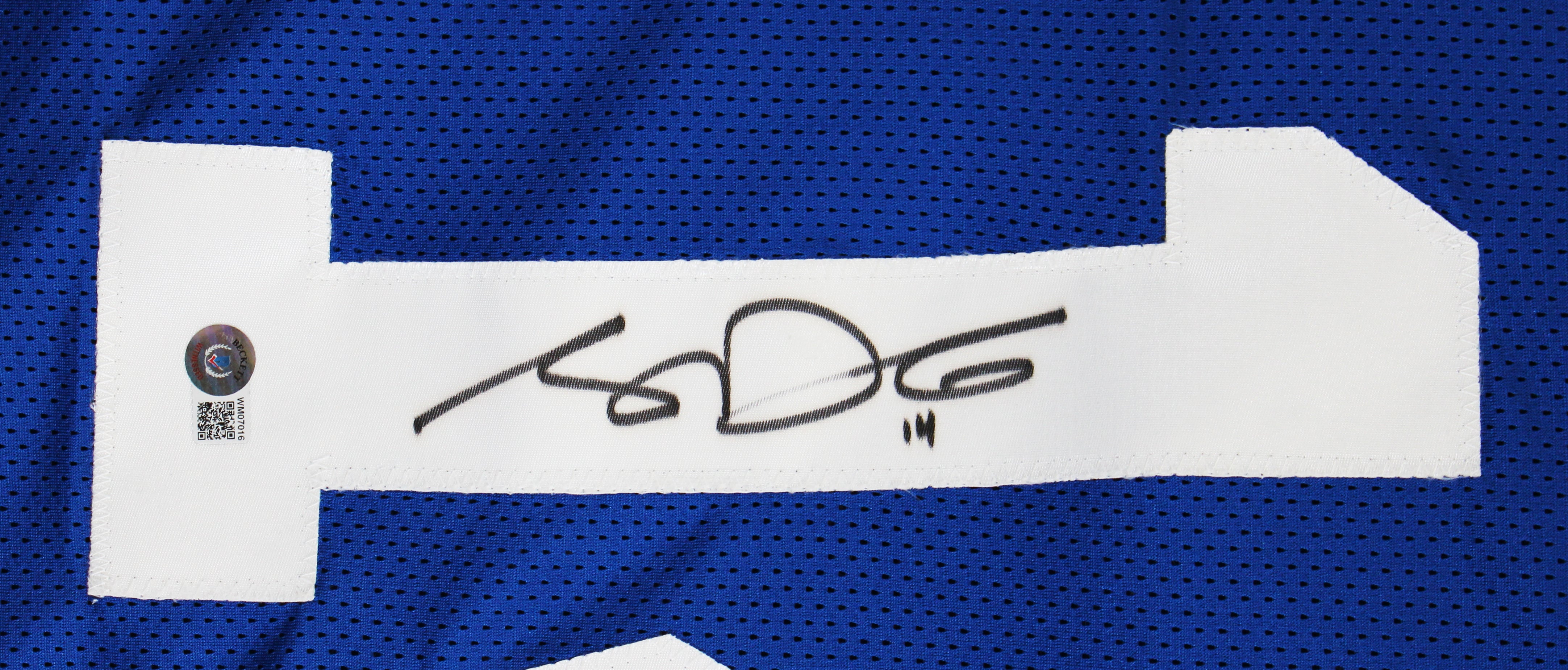 Sam Darnold Authentic Signed Throwback Blue Pro Style Jersey BAS Witnessed