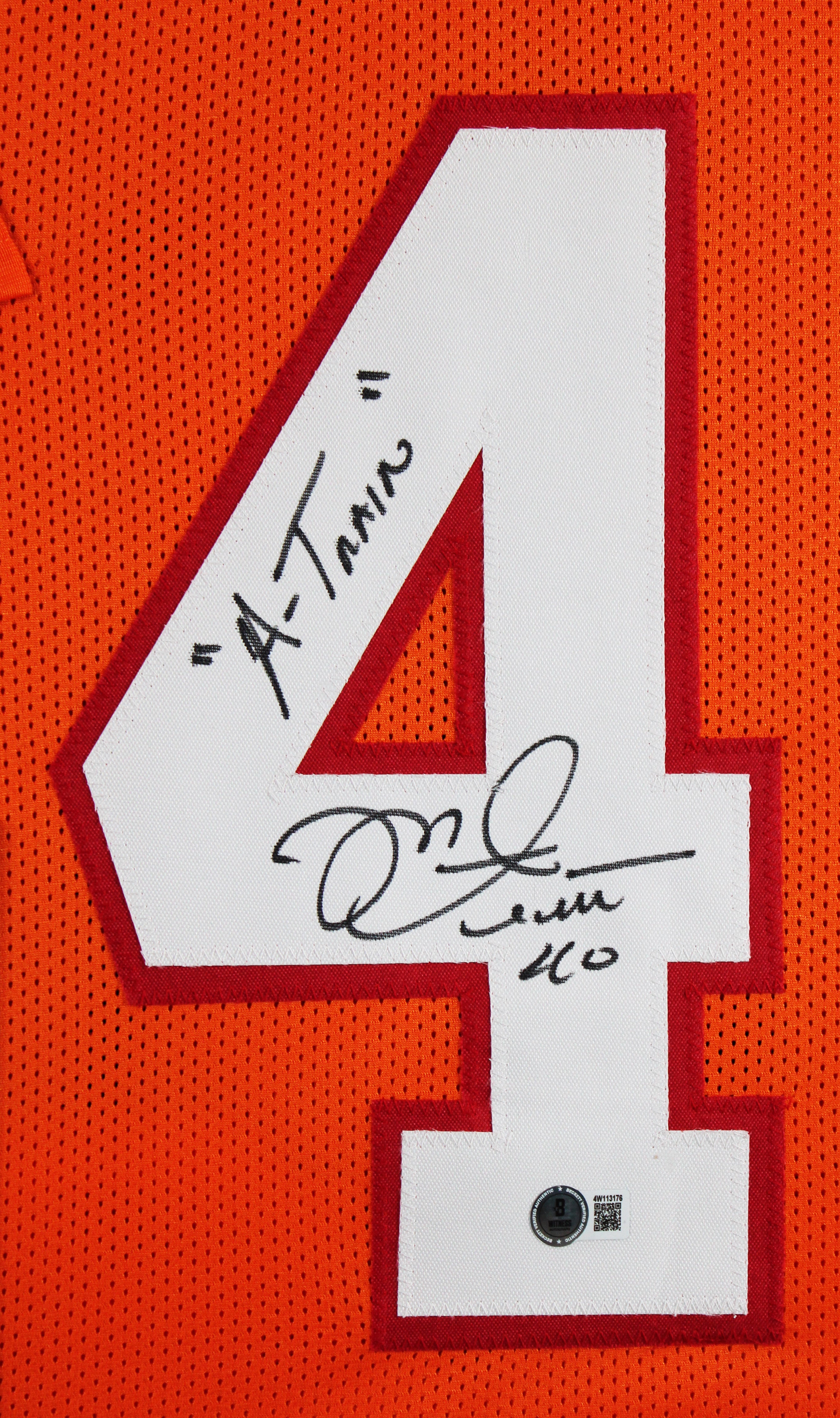 Mike Alstott "A-Train" Signed Orange TB Pro Style Framed Jersey BAS Witnessed