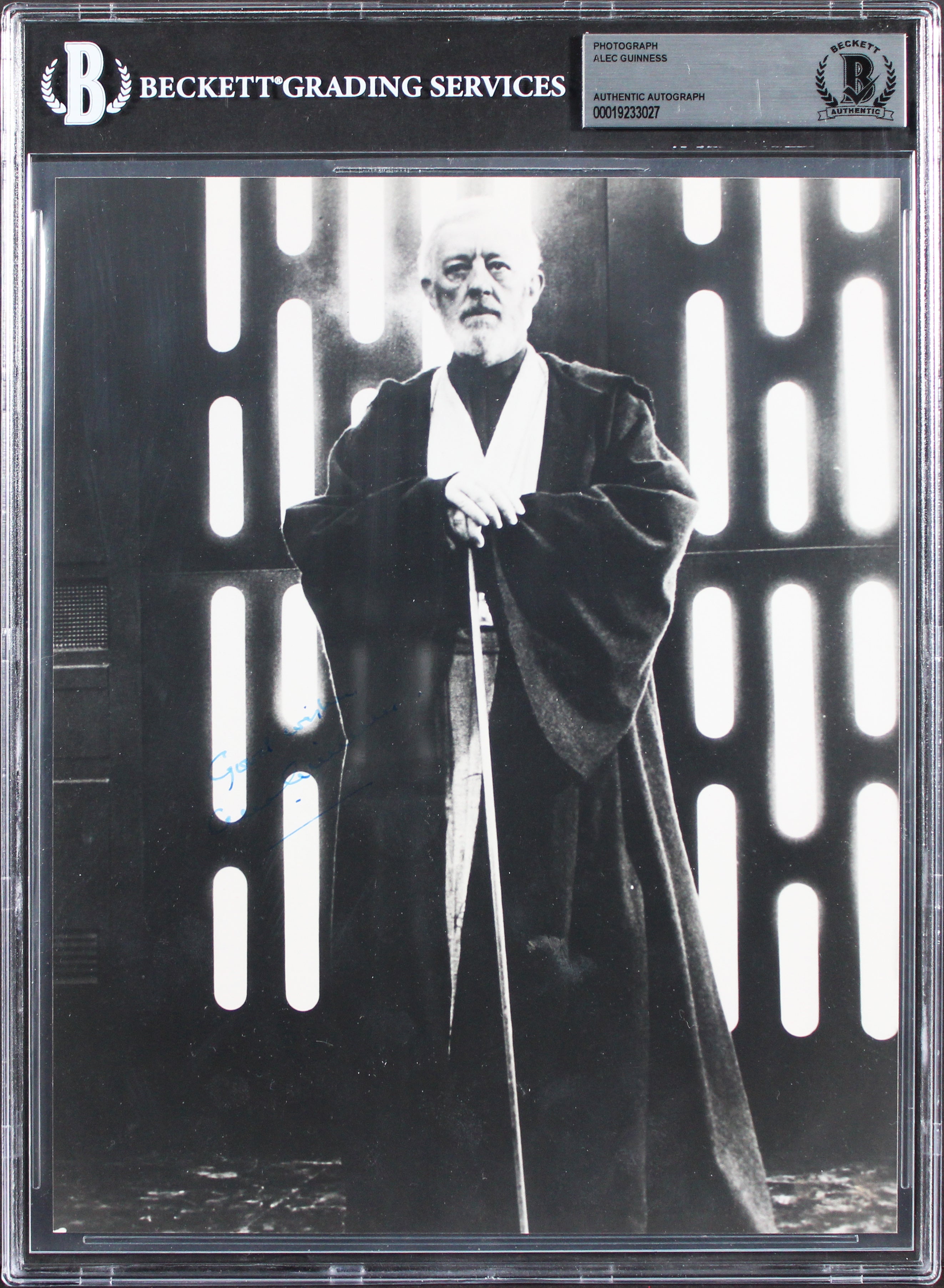 Alec Guinness Star Wars "Good Wishes" Authentic Signed 8x10 Photo BAS Slabbed